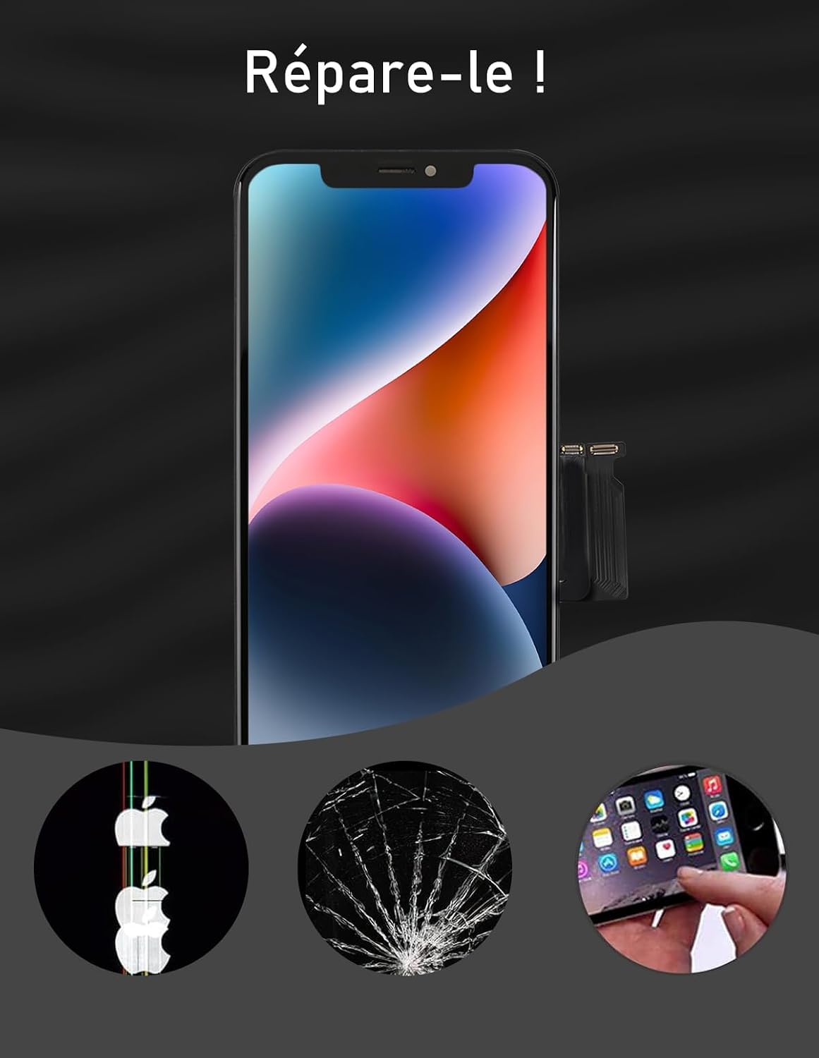 bokman Écran pour iPhone 13, 6,1" LCD de Remplacement kit de réparation | FHD LCD tactile, outils, joint adhésif et protecteur inclus, True Tone après programmation, A2482/A2631/A2633/A2634/A2635