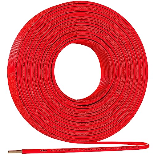 Image of KEI WIRES & CABLES Homecab 16 sqmm 1 Core Copper Flame Retardant House Wire PVC Insulated Cable for Domestic & Industrial Electrical Wiring (Red, 90 Meters)