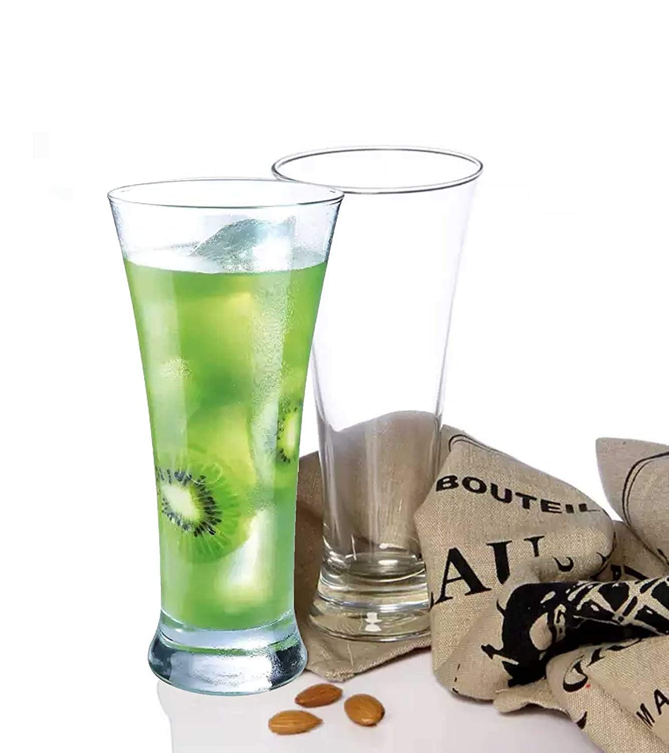 TIENER Premium Juice & Beer Glass, Pilsner Highball Glasses Heavy Base Tall Bar Glass | Drinking Glasses for Water, Juice, Beer, Wine, and Cocktails | Transparent | 275 ML | Set of 6 - Image 4 thumbnail