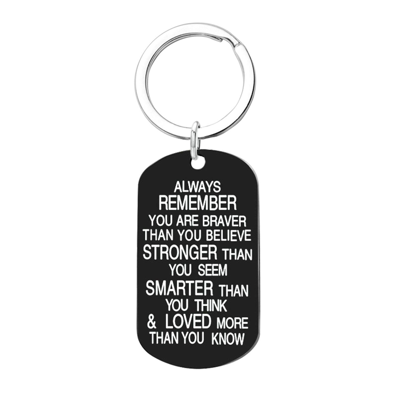 Stainless Steel Key Chains for Couples Dog Tag Always Remember You are Braver. Silver Key Chain for Women