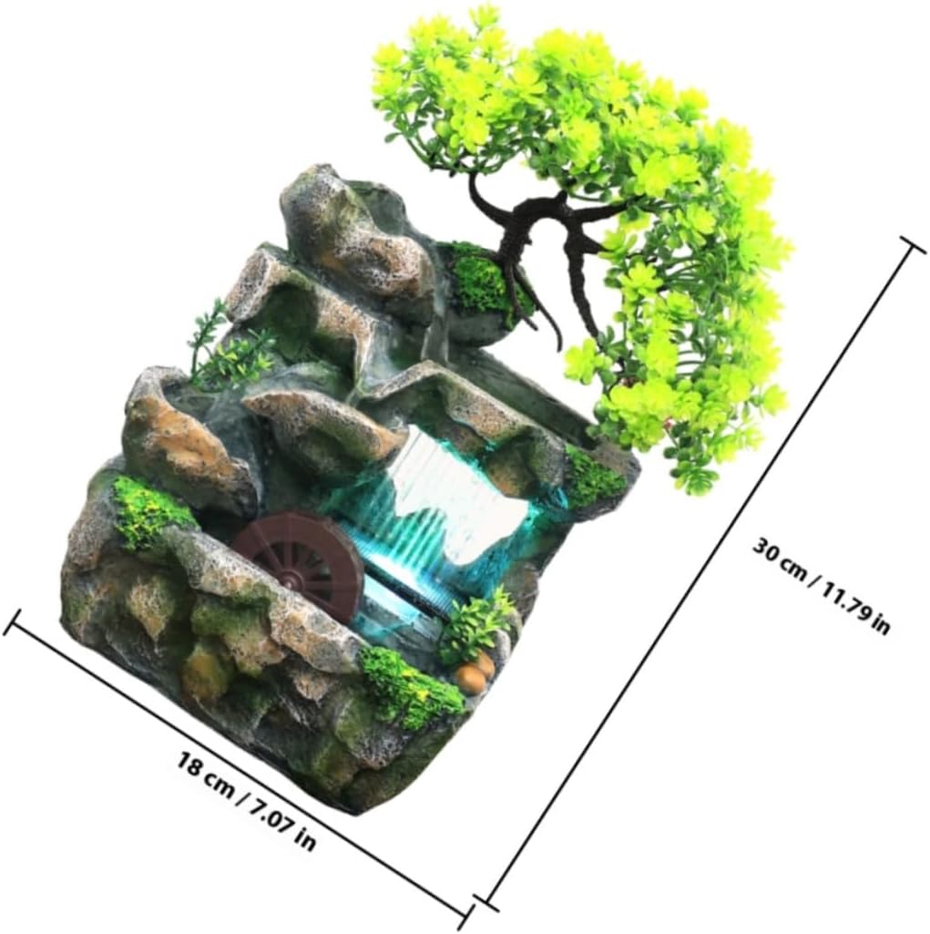 Zen Waterfall Desk Fountain for Decoration Artistic Indoor Tabletop Water Feature with Realistic Cascading Flow Calming Circulation Stylish Home and Office Ornament with US Plug