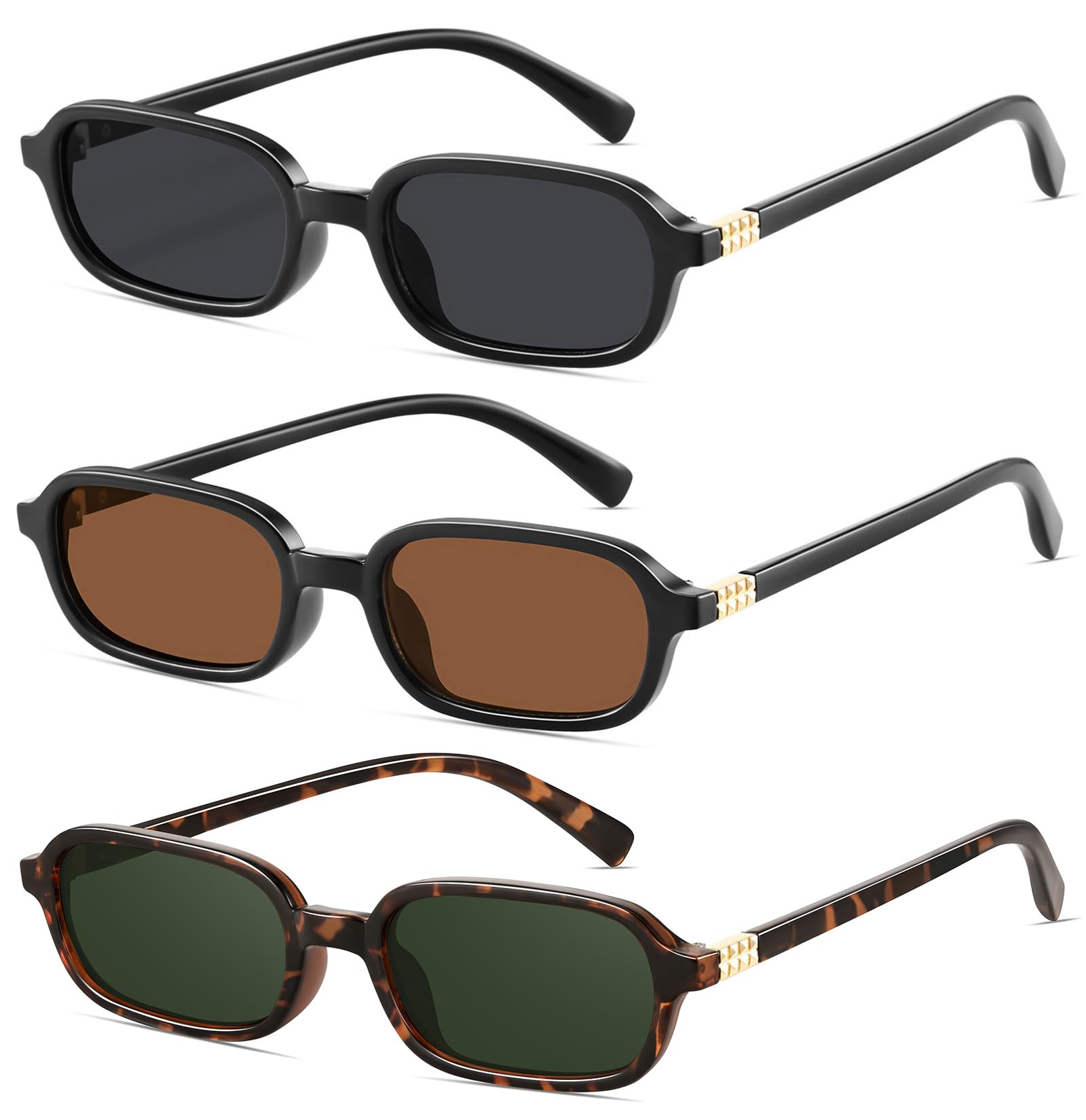 Retro Rectangular Sunglasses for Women Narrow Trendy Small 90s Style Square Frame UV Protection Sun Glasses