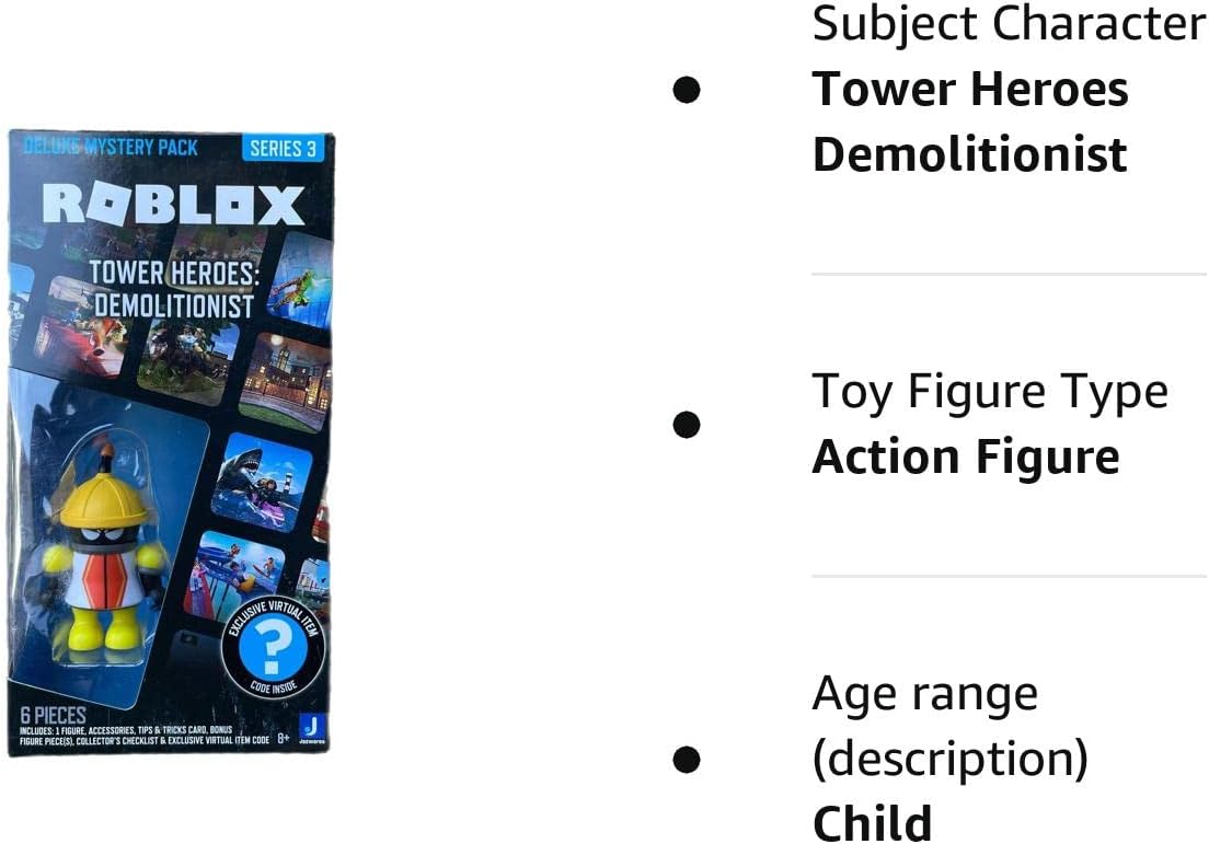 Roblox Deluxe Mystery Pack Action Figure Series 1 2 - Includes Exclusive Virtual Item (Choose Figure) (Tower Heroes: Demolitionist) - Image 4