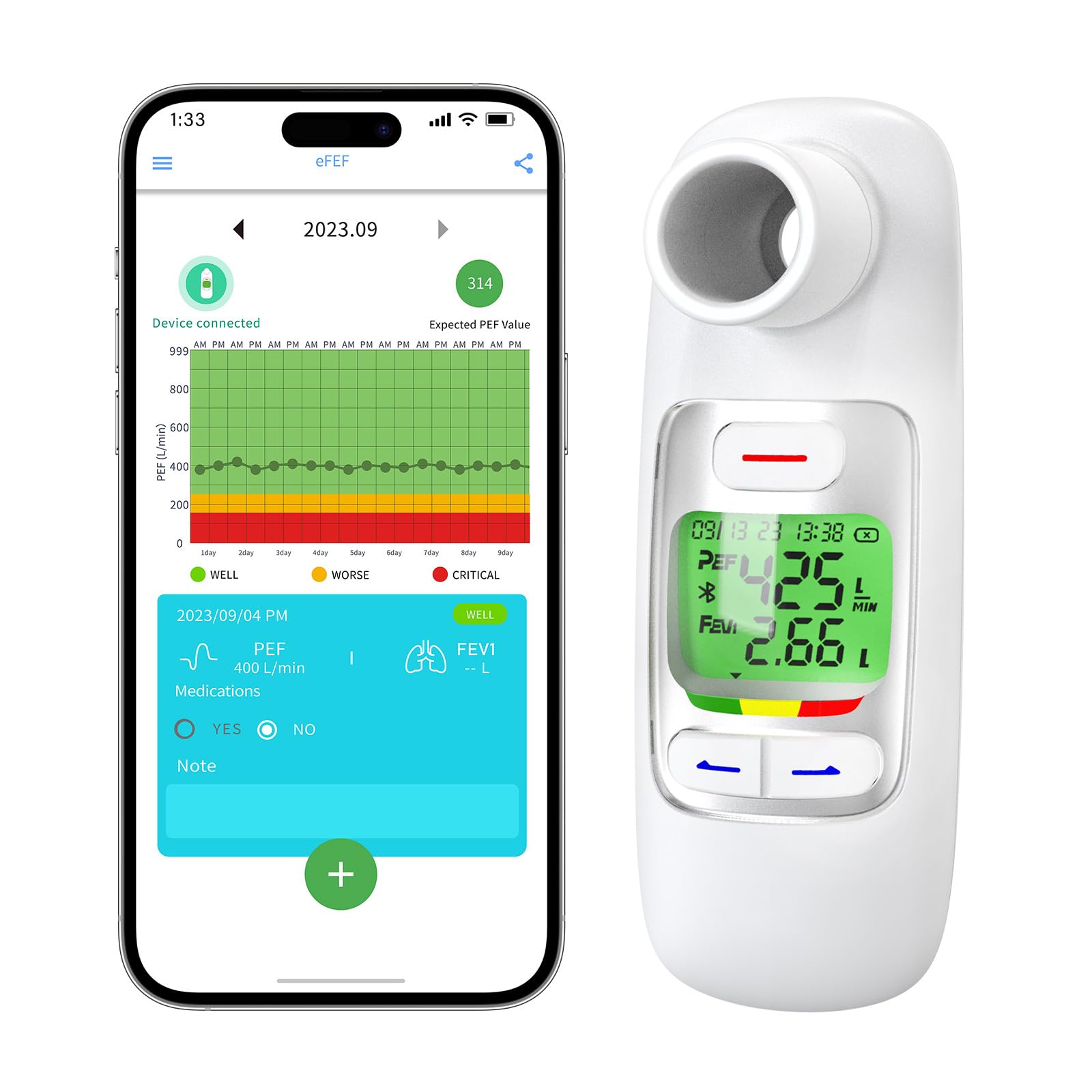 Nascool Upgraded Digital Peak Flow Meter