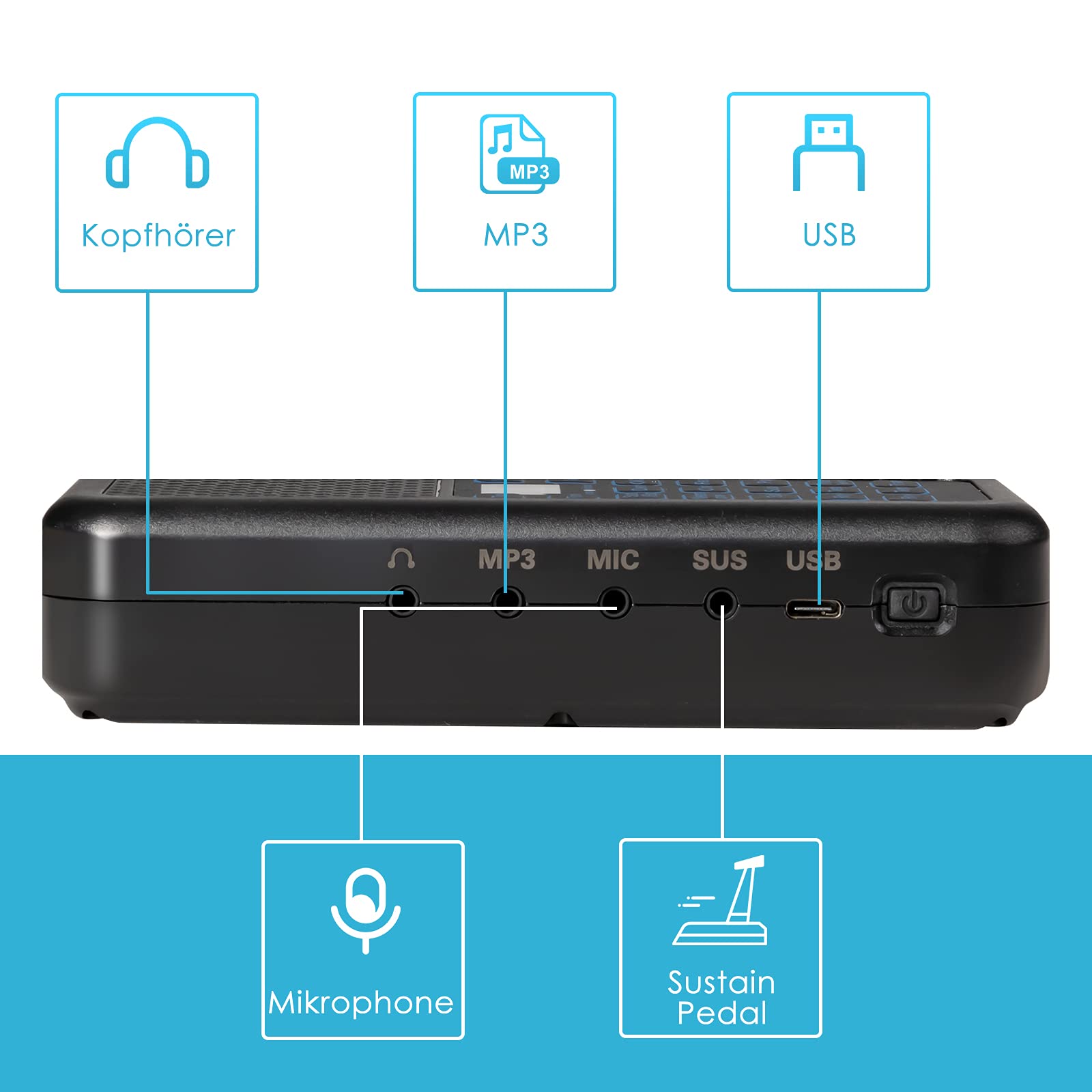 GOPLUS Pianino cyfrowe 88 klawiszy, pianino elektroniczne z torbą do noszenia, 128 rytmów i 128 tonów i 15 demo, interfejs Bluetooth/MIDI/USB, ładowalna konstrukcja, dla początkujących muzyków (czarne