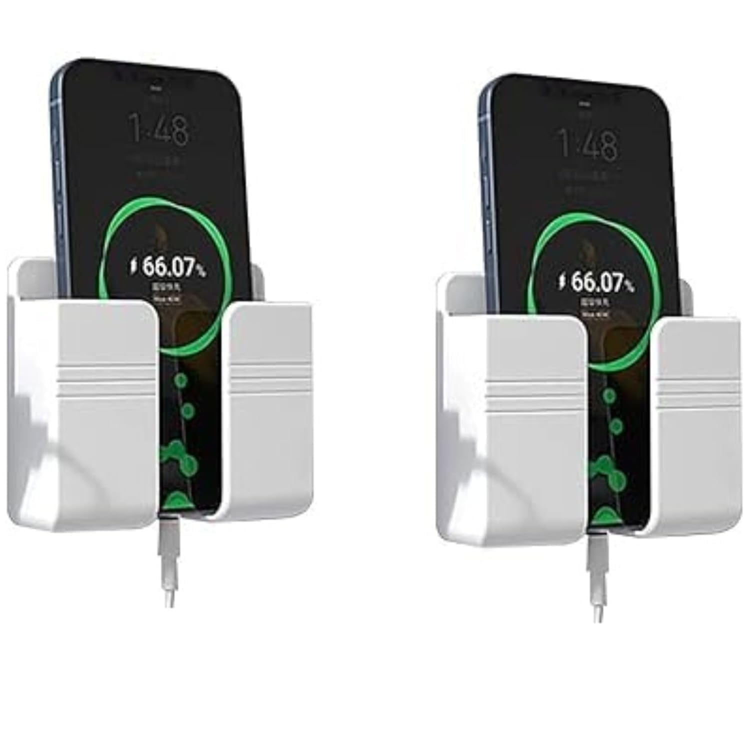 WALLVIEW TECH Pack of 2 Wall Mounted Mobile Holder Storage Case for Remote, Wall Mounted Mobile Stand/Multi Purpose Stand with Hole for Phone Charging (White)-picture-17