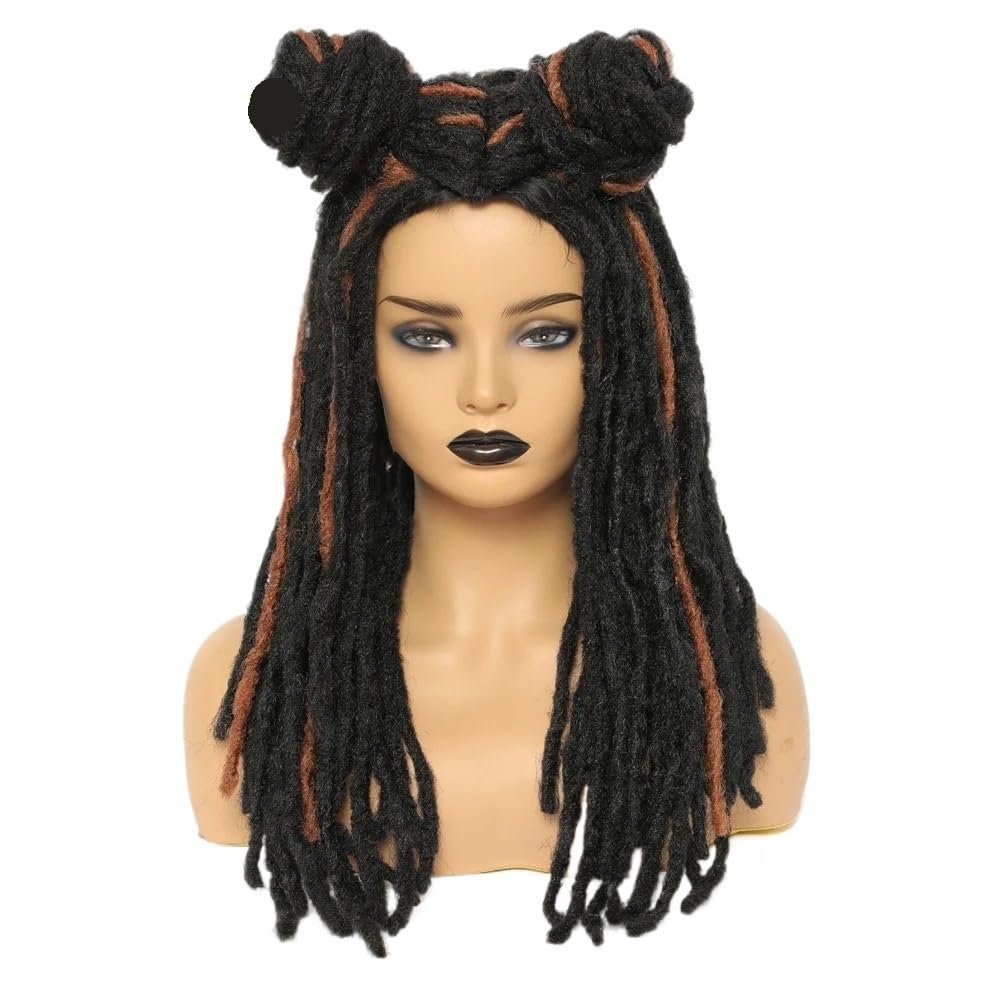 Synthetische Dreadlock-Perücke, natürlich schwarz, künstliche Locken, Twist-Perücke for Damen für Frauen mit Charme(Black mixed brown)