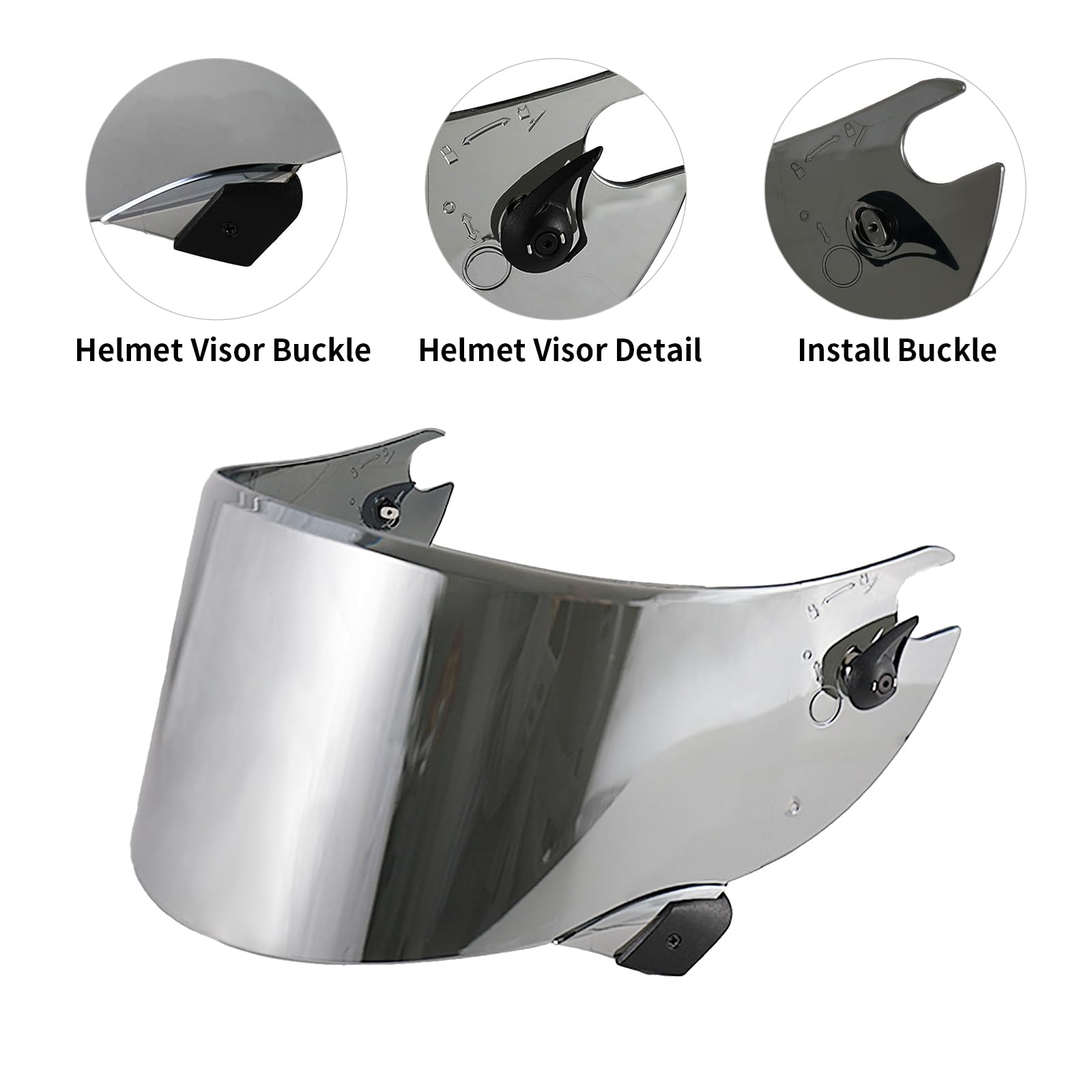Visera Casco Moto para Shark Race R Pro GP, Visera para Casco Integral de Motocicleta,Lente de Casco de Protección contra el Viento para Moto,Accesorios para Cascos de Moto (Plata)