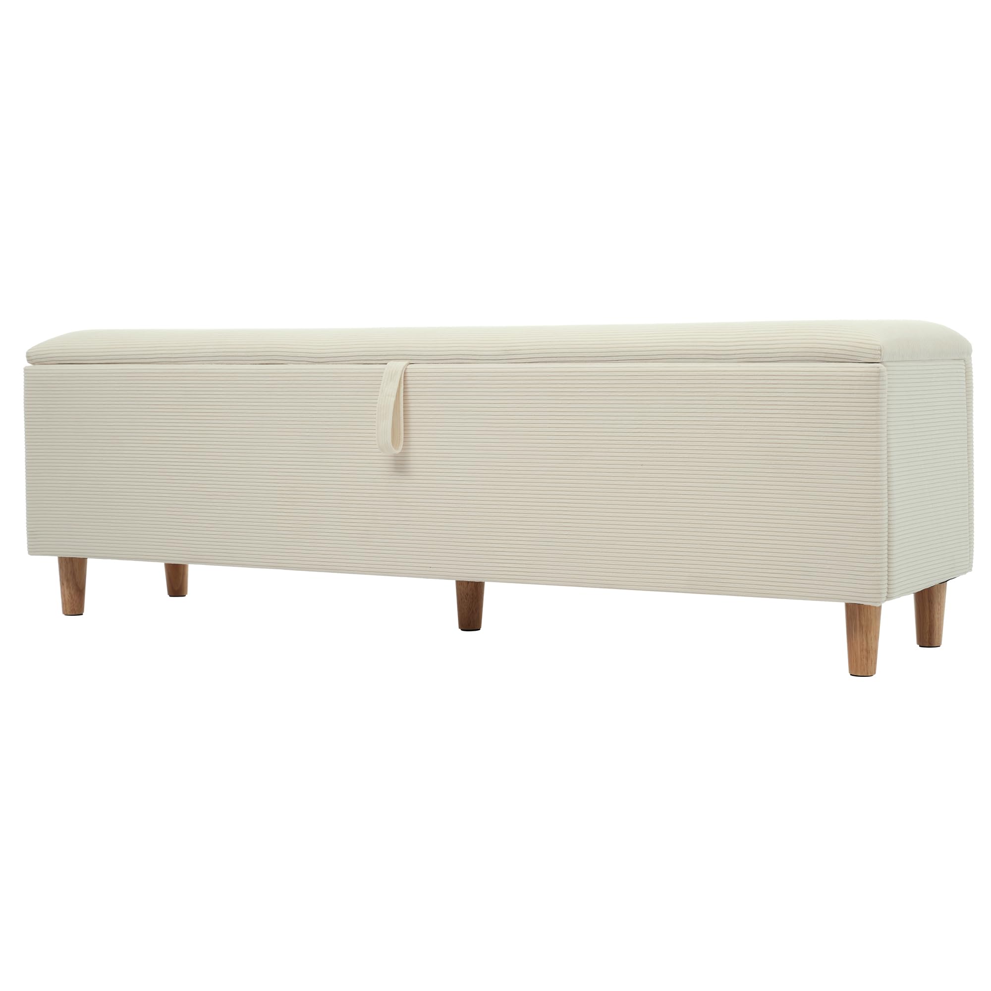 Bettbank mit Stauraum, 175 x 38 cm Bettbank, Polsterbank mit Hydraulischem Stauraum, Aufbewahrungsbox, Geeignet für Schlafzimmer,Wohnzimmer und Flur, Beiger Cord-Optik