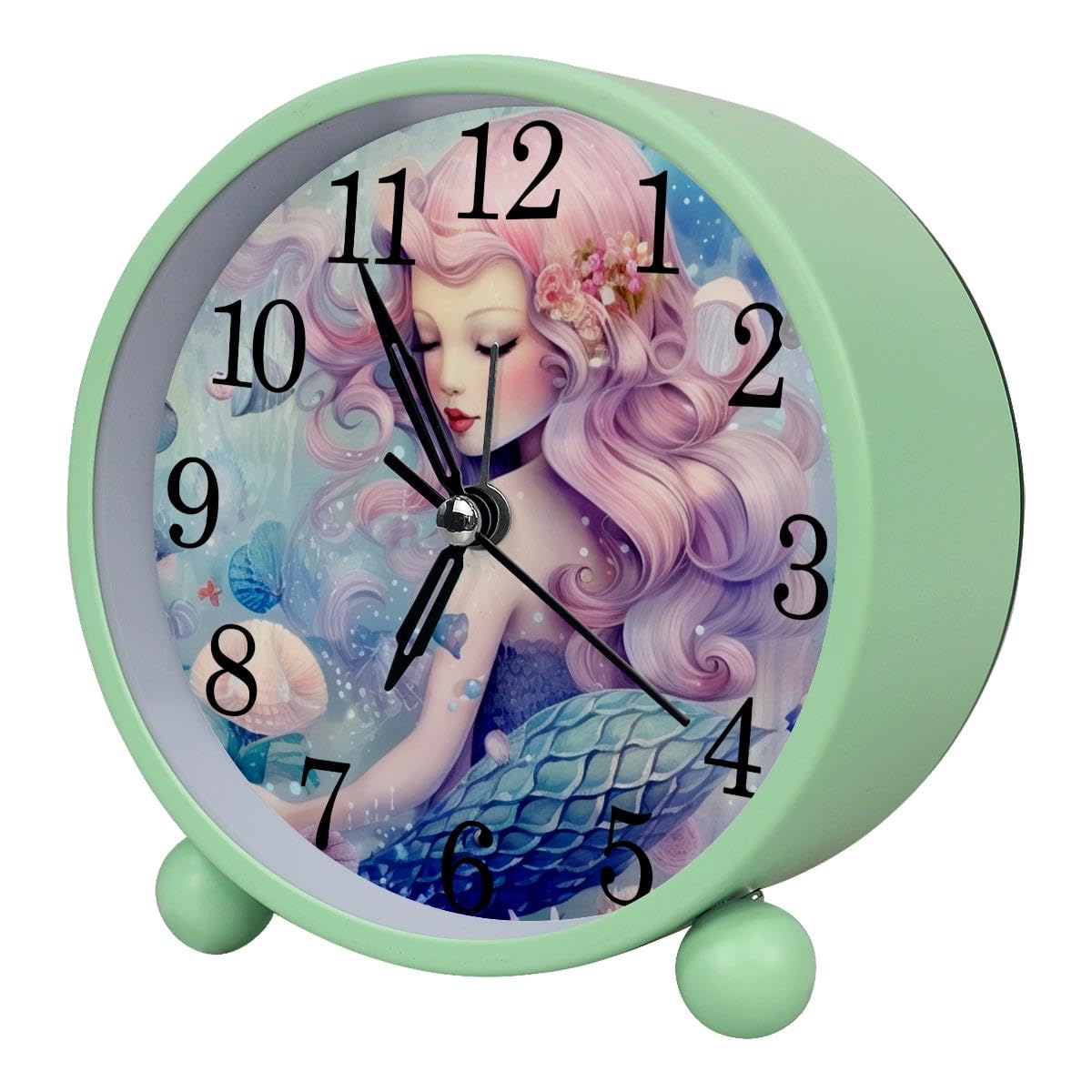 Luoweisi Alarm Clock Mermaid Ocean, Silent Non-Ticking with Night Light
