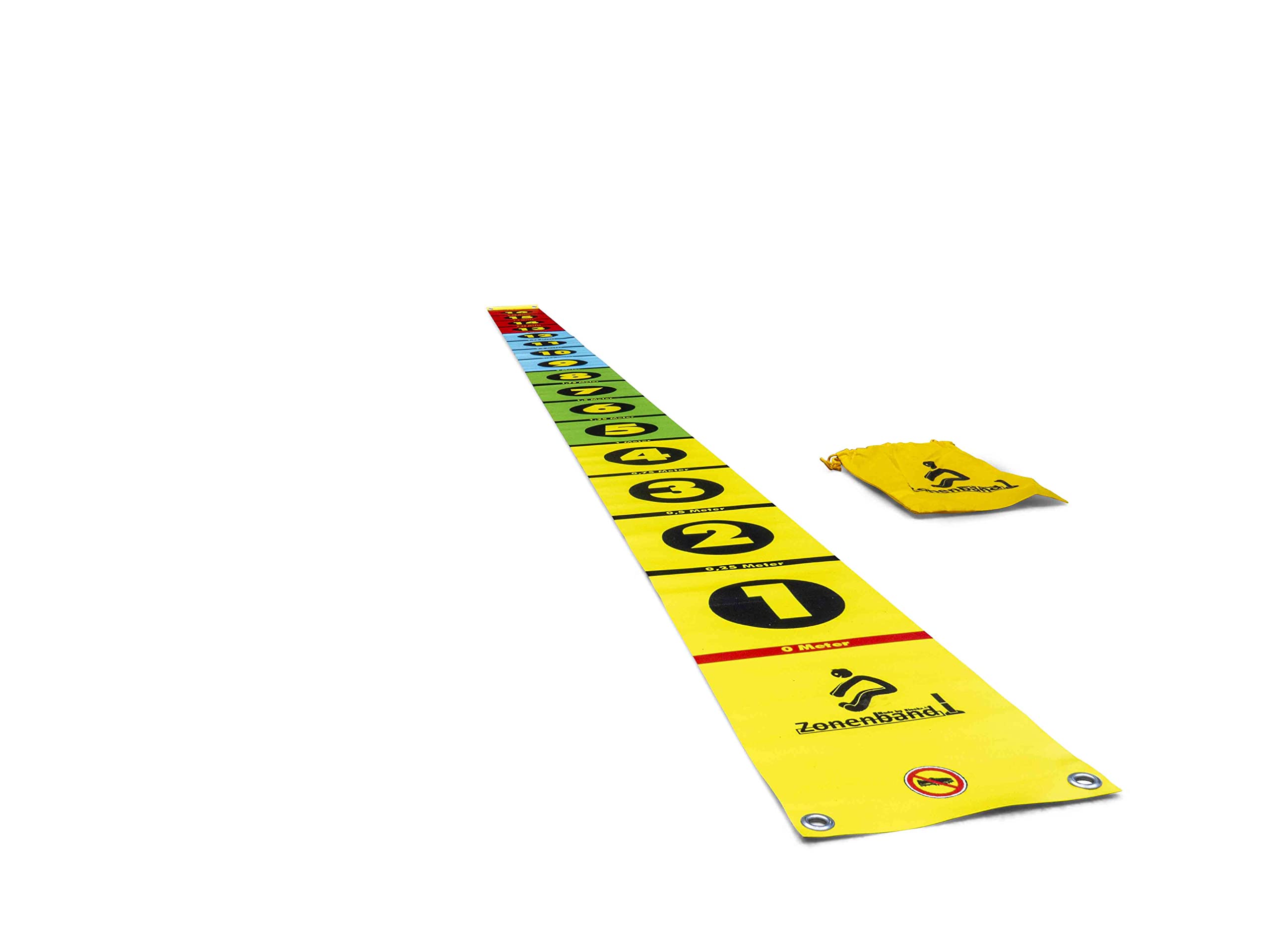 HAEST - Zonenband für Weitsprung, 440 cm Messhilfe für Kinderleichtathletik, DLV & DOSB konform, robuste PVC-Plane mit 24 farbigen Zonen, inkl. Tragebeutel, für Schule und Verein