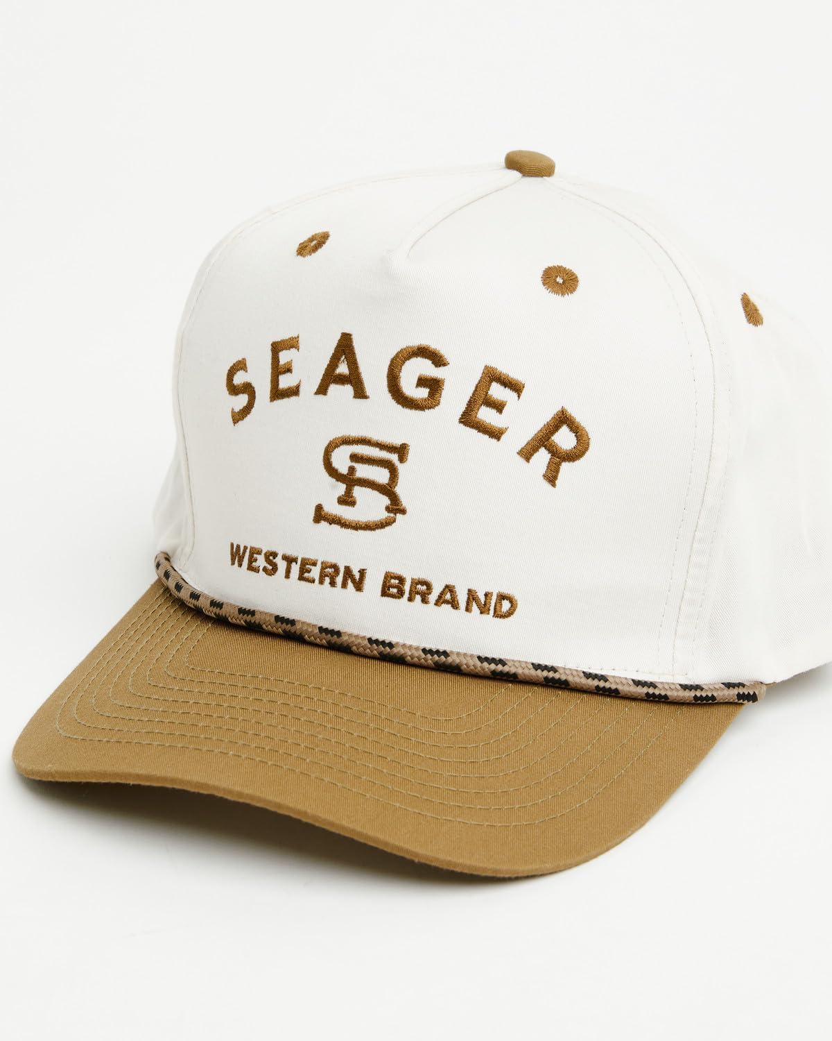 Cream/Brown Snapback by Seager Co.
