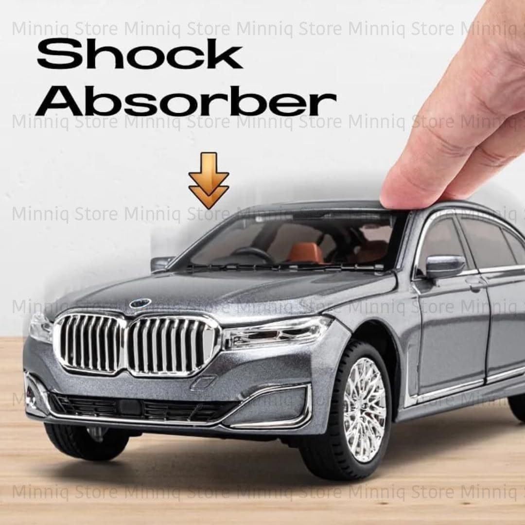 Advisian store Scale 7-Series 760Li Exclusive Alloy Metal Pull Back Die-cast Car with Sound Light Toy for Kids Metal Model Toy Car with Sound and Light (1:24 Scale B-M-W 7-Series 760i-GREY) 4