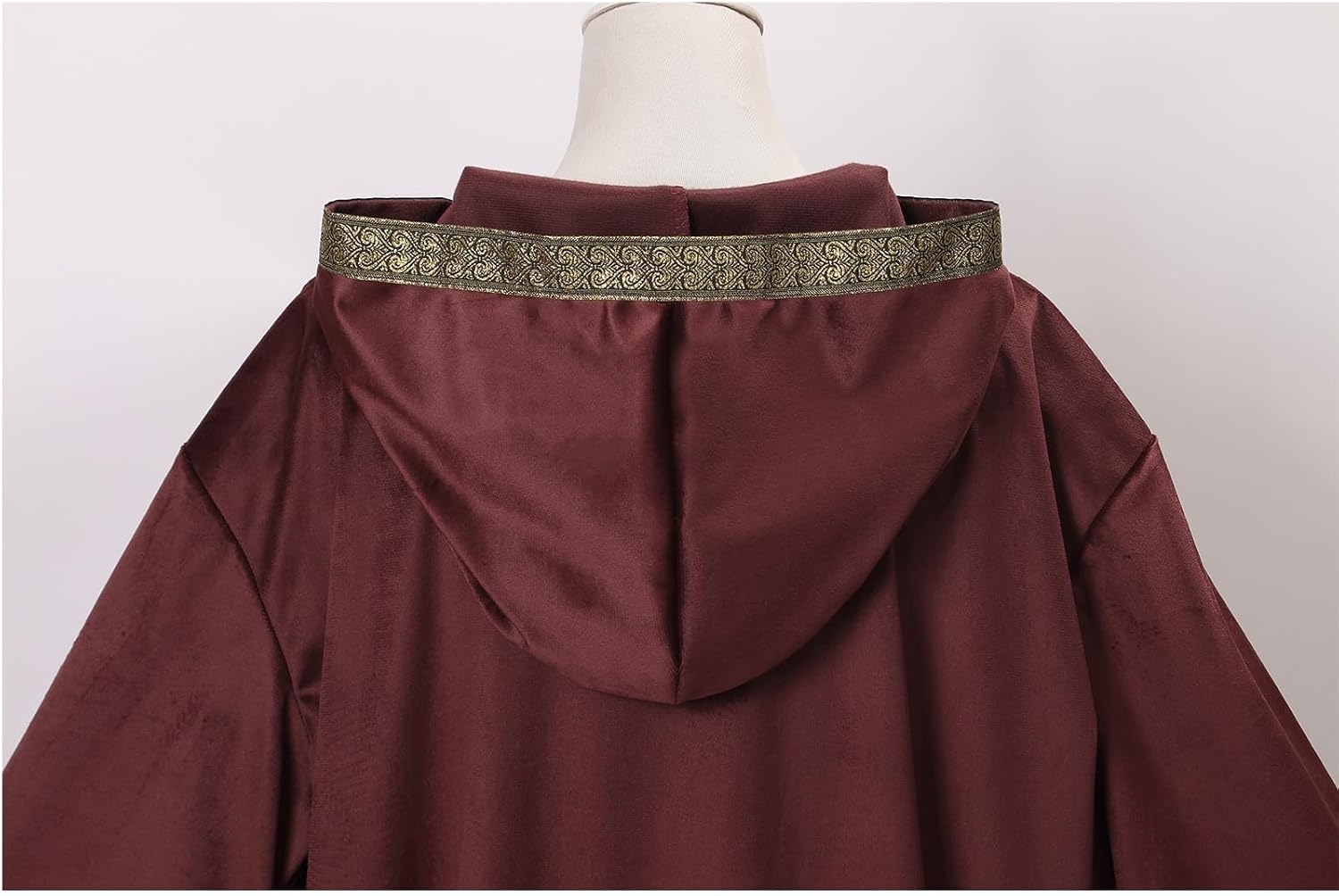 Velvet Wizard Robe Cloak with Hood Men Women, Sorcerer Renaissance Costume Medieval Cape Long Sleeve Halloween