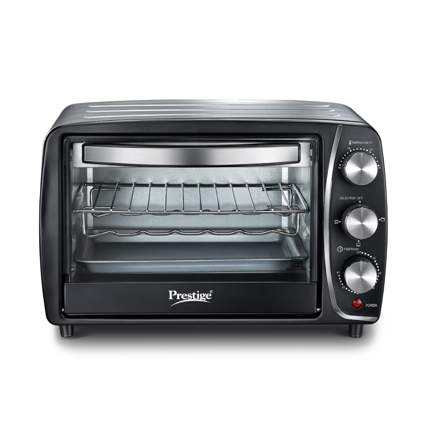 Prestige POTG16A Oven Toaster Griller 16L 200W|Bake, Grill, Toast|High Efficiency Heaters|Temperature Control with Timer|Barbeque Skewers|Crumb Tray|Baking Tray & Steel Wire Rack Included|2Y Warranty-image-41