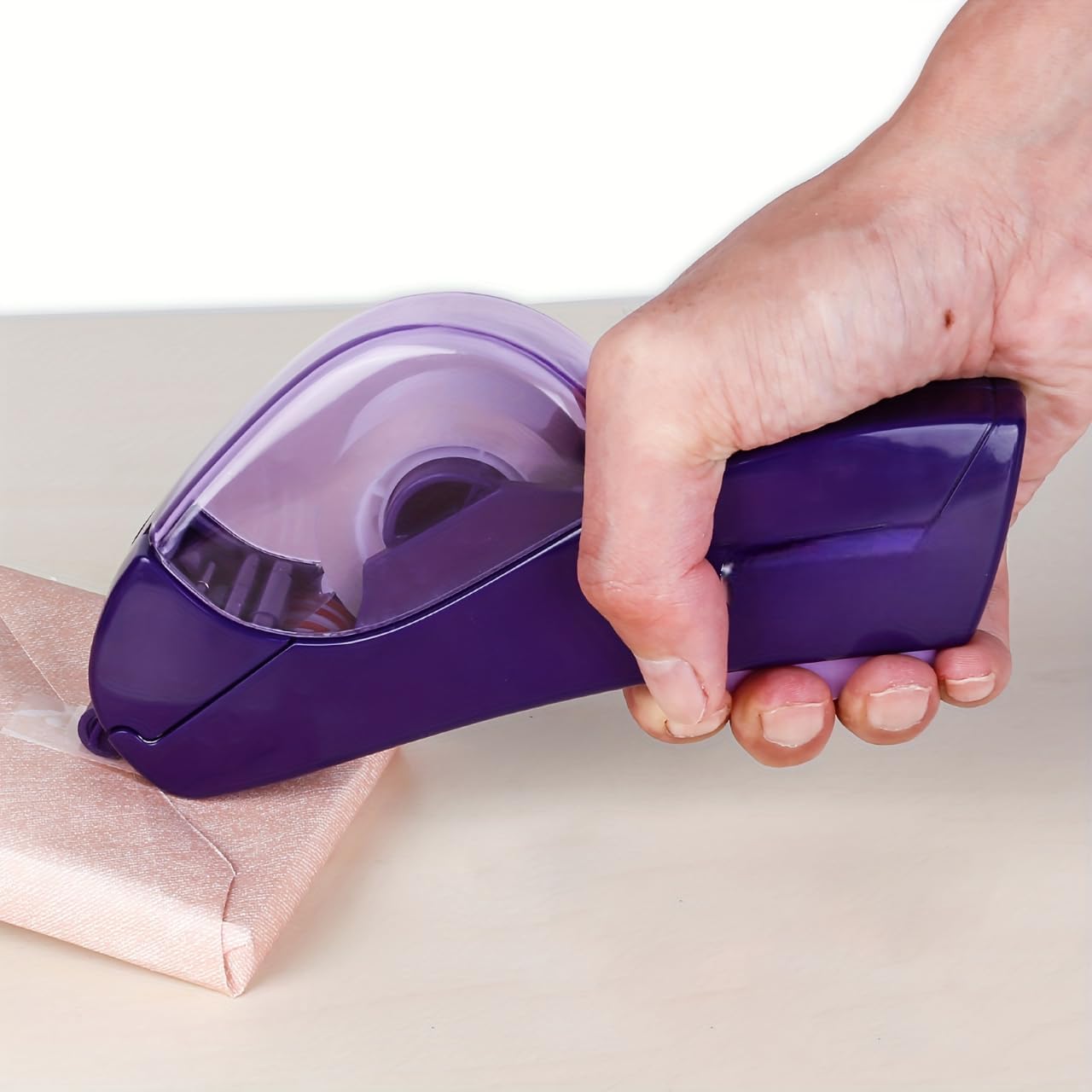Automatic Tape Dispenser Handheld Portable Battery Free One Hand Operation for Packing Boxes, Gift Wrapping, Mailing, Purple