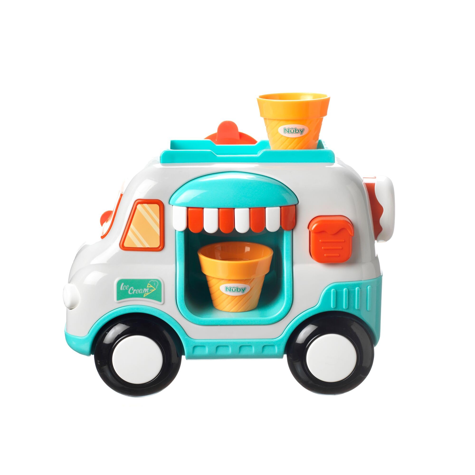 Nuby Ice Cream Shop Bubble Machine Bath Toy - Suction Cups, Blue, 10 x 24 x 20 cm