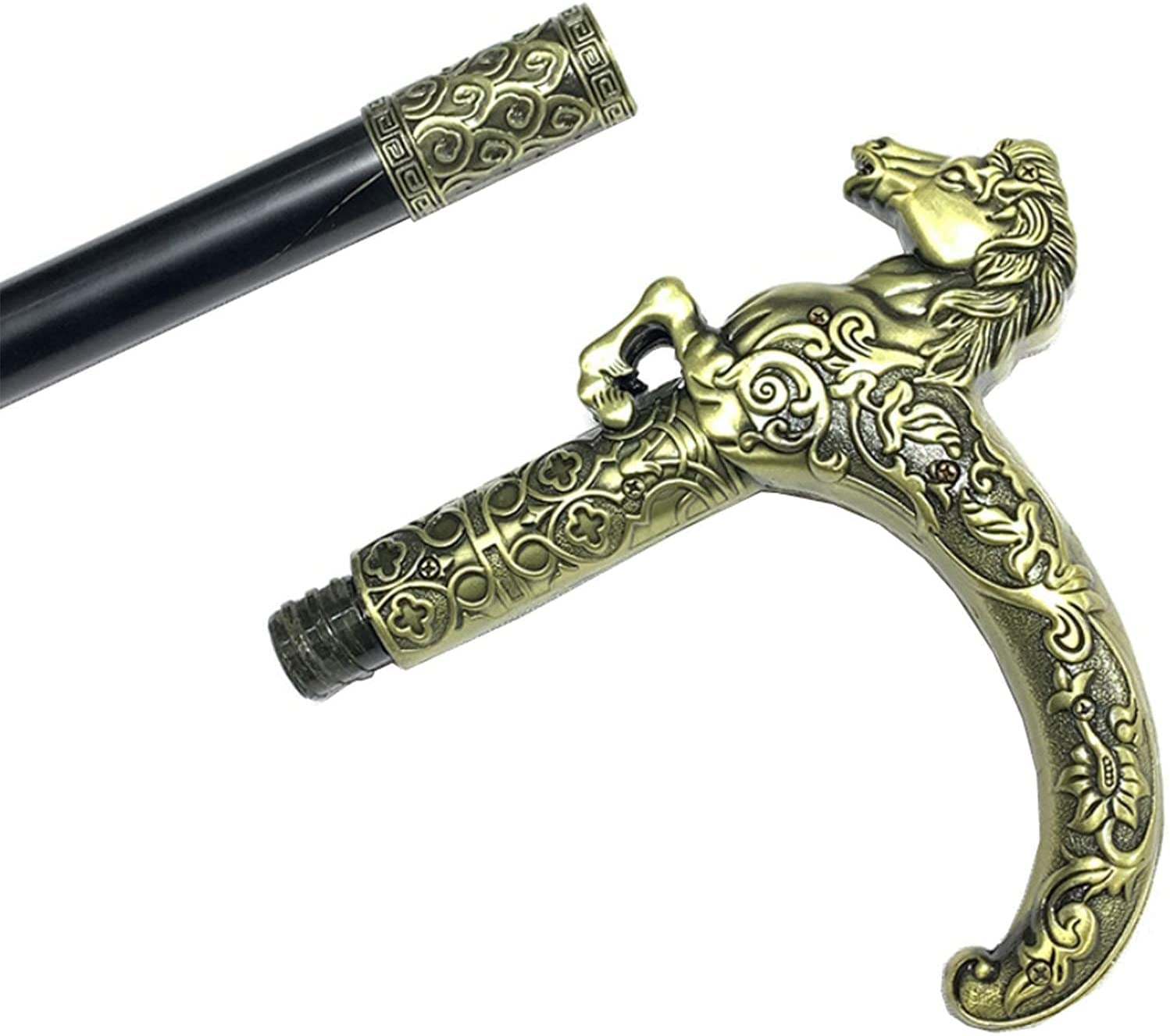 Bastones Elegantes para Caminar, bastón Retro de Metal con Forma de Cabeza de Caballo, muletas para Cosplay, Regalo de 96 cm charitable