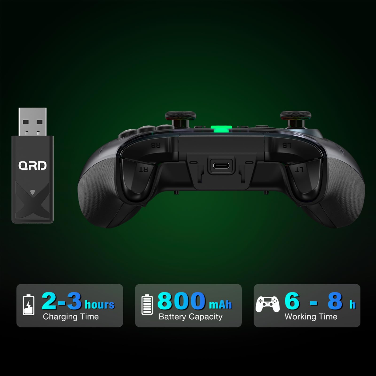 QRD Controller wireless FERROX M5 per Xbox Series X|S, Xbox One,Switch, PC, controller Xbox con dongle USB da 2,4 Ghz, registrazione macro flessibile, Turbo