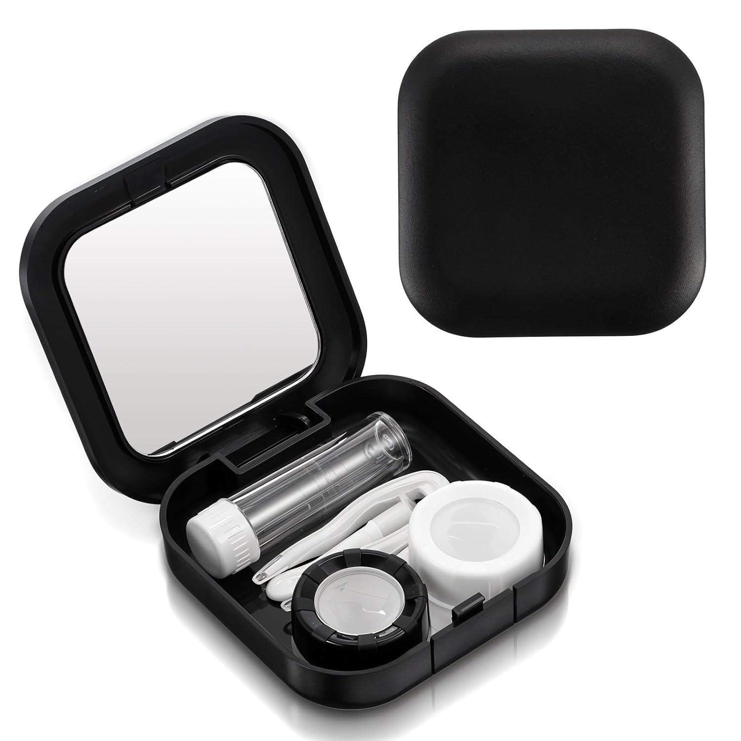 2pcs Travel Contact Lens Case Kit Portable Contact Lens Case with Contact Lens Applicator Tool and Mirror Solution