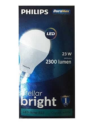 Philips Stellar Bright Base B22 23-Watt LED Bulb (Pack of 2, Cool Day Light)