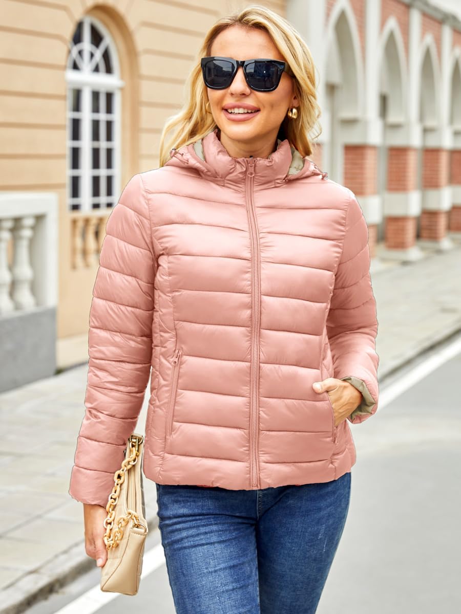 Lightweight Puffer Jacket Womens Winter Coats with Hood Packable Down Jacket Women Quilted Coat - Image 2