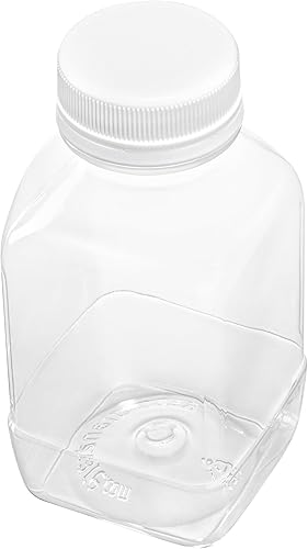 Miniatura 2 de Restaurantware - Botellas de jugo de 8 onzas, 100 botellas desechables transparentes con tapas - tapas blancas de plástico incluidas, botella de