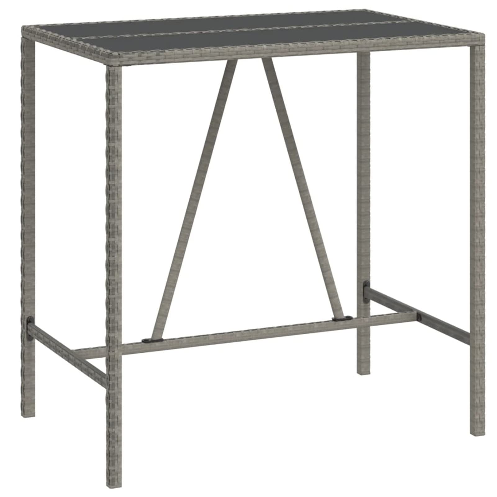 Gecheer Set Bar da Giardino 5 pz con Cuscini in Polyrattan,Tavolo Bar con Sgabelli,Mobile Bar per Esterno,Set Tavolo e Sedie da Bar Esterno,Tavolo e Sgabelli da Bar Grigio