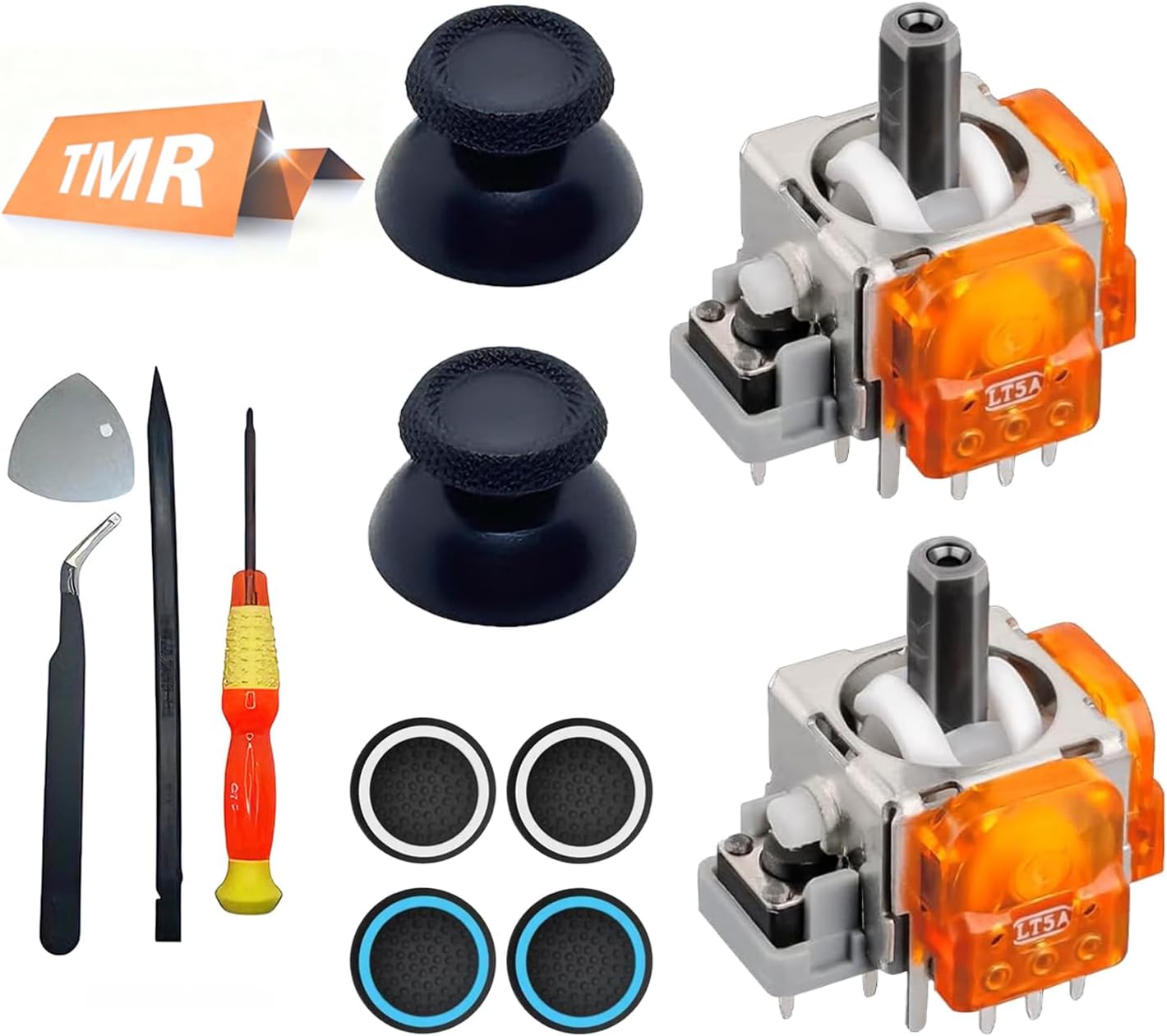 2-Pack TMR Joystick Replacement Kit for DualSense PS5 controller / PS5 Edge Controller, Upgrade Anti-Drift Analog Thumbstick,TMR Analog Thumb Joystick Repair Tool kit
