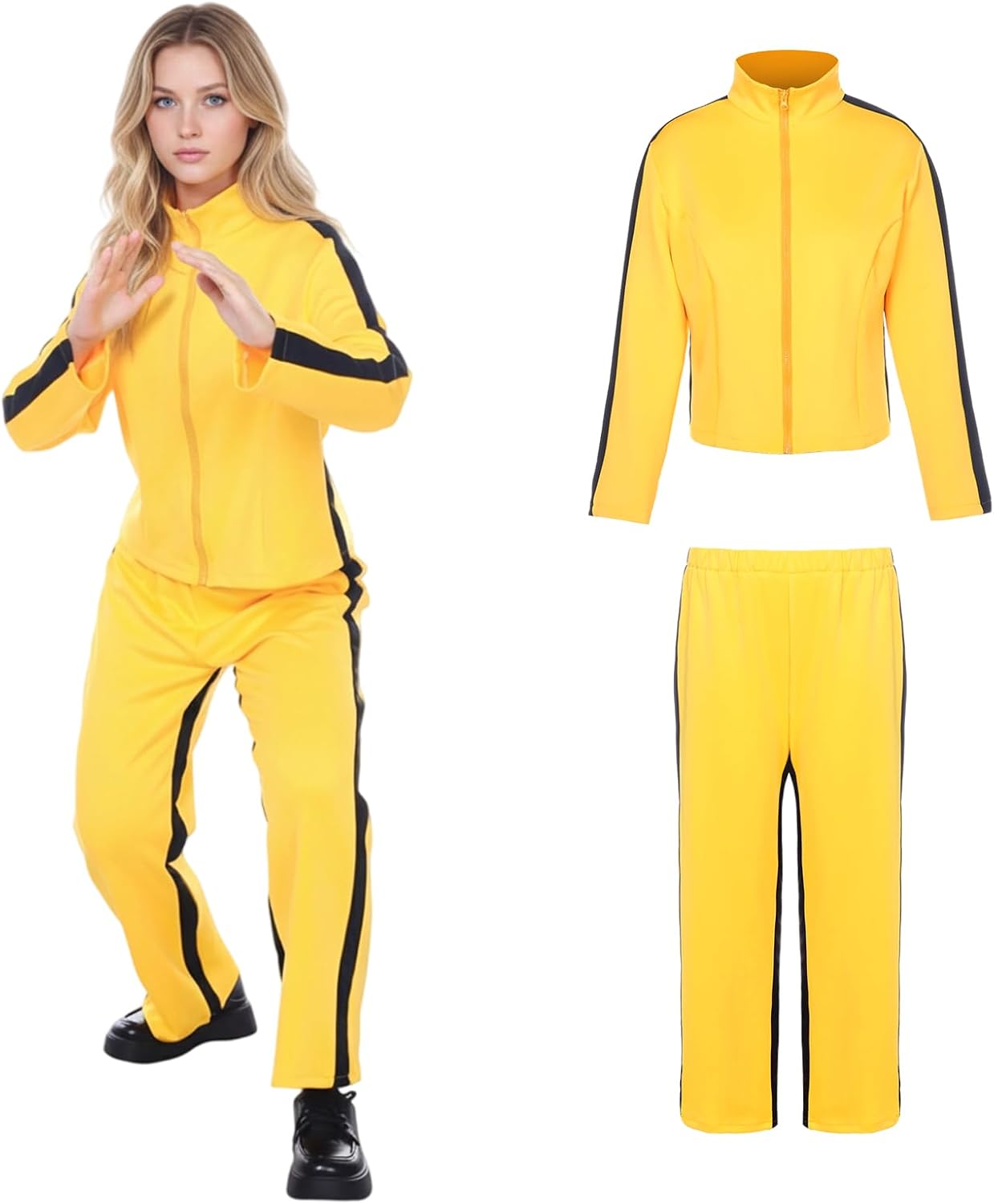 Halloween Costumes Women, Yellow Jacket Suit Kill Cosplay with Pants, Halloween Costumes Adult