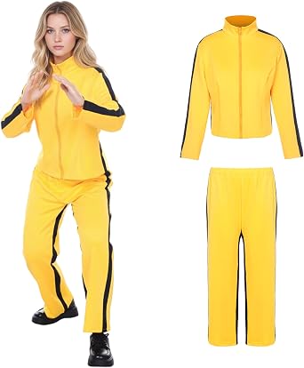 Killer Halloween Costume,Adult Women Costume Cosplay Suit Sexy Kung Fu Outfit with Jacket Pants for Women
