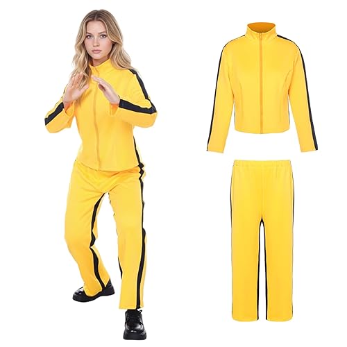 Halloween Costumes Women, Yellow Jacket Suit Kill Cosplay with Pants,