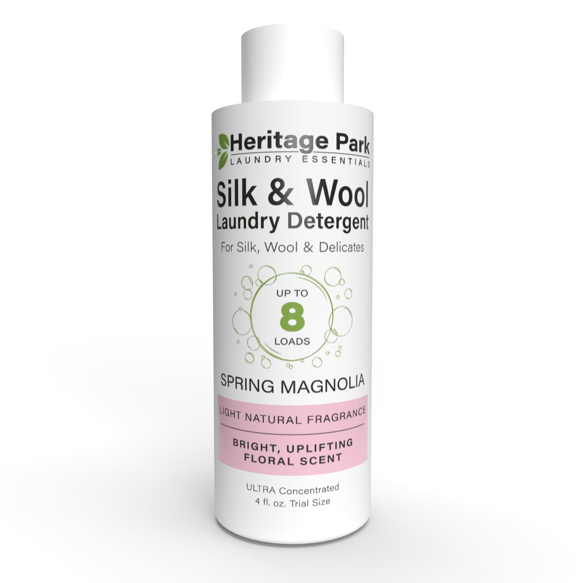 Heritage ParkSilk & Wool Spring Magnolia Floral Scent, pH-Neutral Laundry Detergent - Enzymes-Free, Ultra Concentrated (4 fl oz Trial Size)