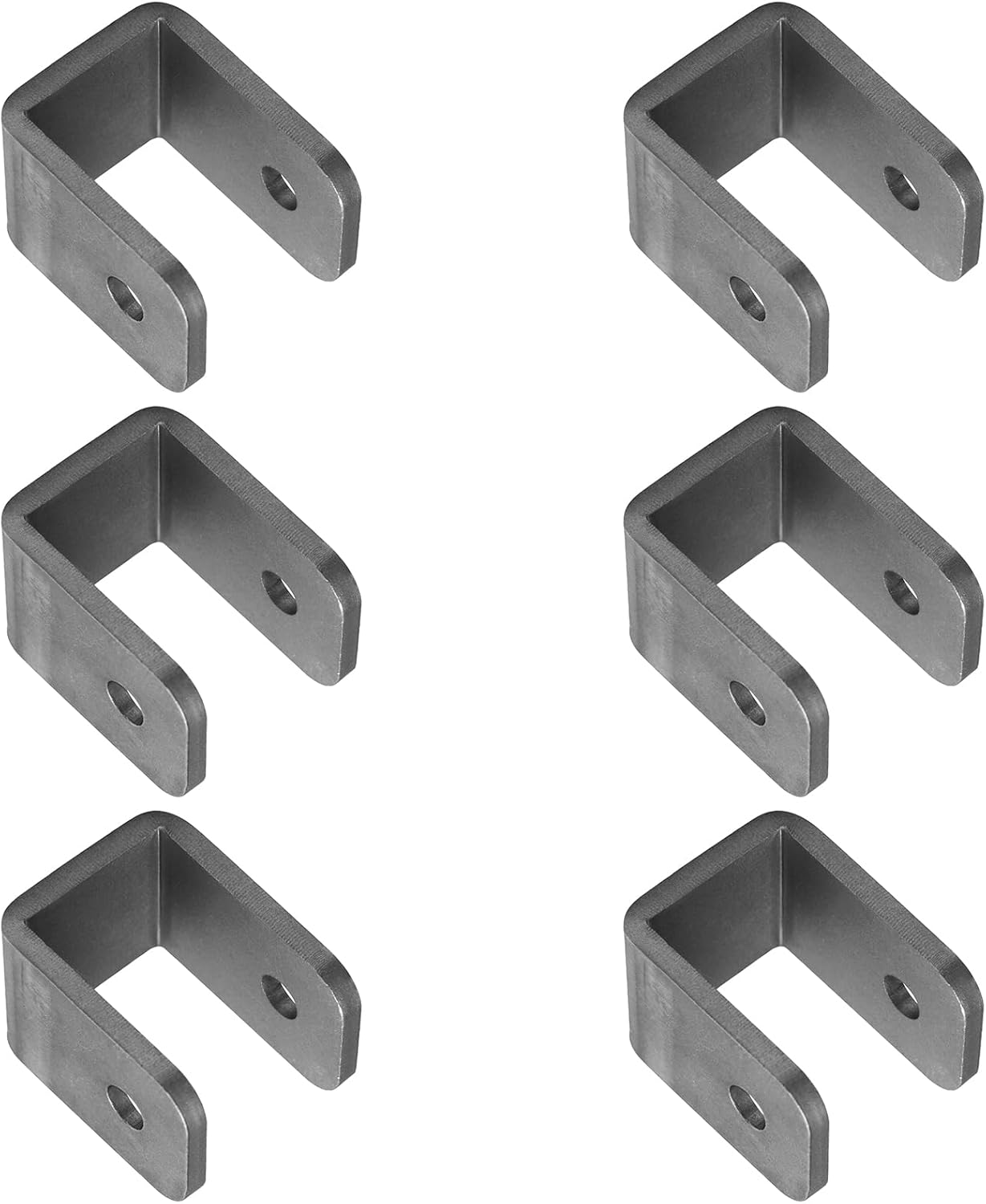 6 Pack Steel Weld-On U Bracket, Inner Width 1-1/4", 3/16" Thick, Plain Finish