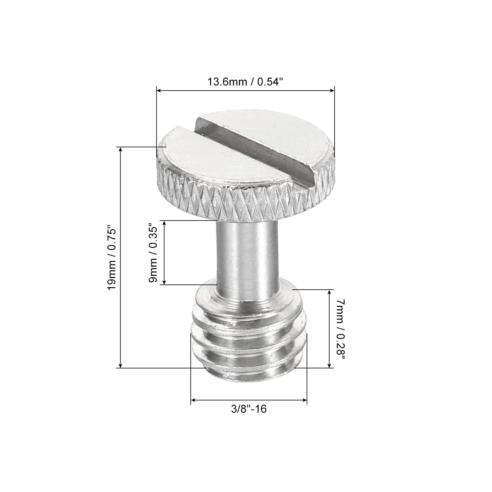 PATIKIL Viti per treppiede a vite a sgancio rapido, lunghezza 19 mm, confezione da 2 viti piatte in acciaio inox per fotocamere DSLR, colore: argento