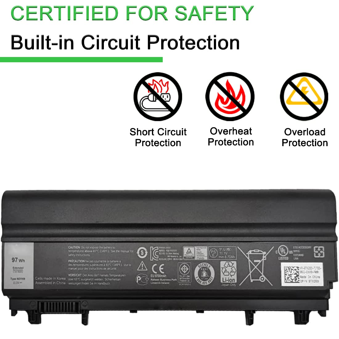 XITAIAN N5YH9 FT6D9 11.1V 97Wh Compatible Batterie Remplacement pour Dell Latitude E5540 E5440 Series 3K7J7 970V9 9TJ2J VJXMC VVONF M7T5F WGCW6 0K8HC 1N9C0 7W6K0 F49WX NVWGM