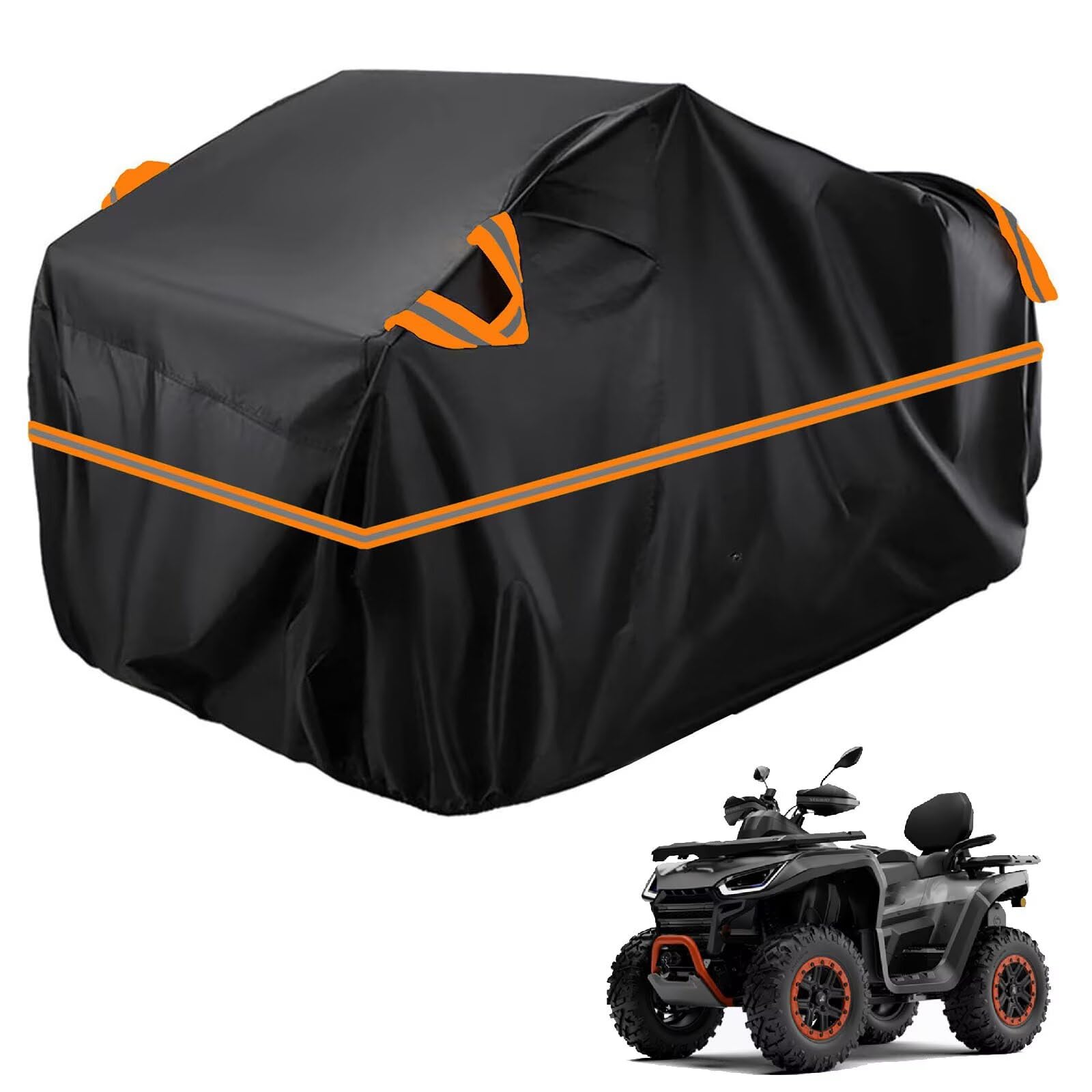 generisch ATV Quad abdeckplane kompatibel mit Segway AT10,ATV Quad Plane Geschützt vor Schnee, Sonne, Wird mit Einer Aufbewahrungstasche geliefert(Black Orange)