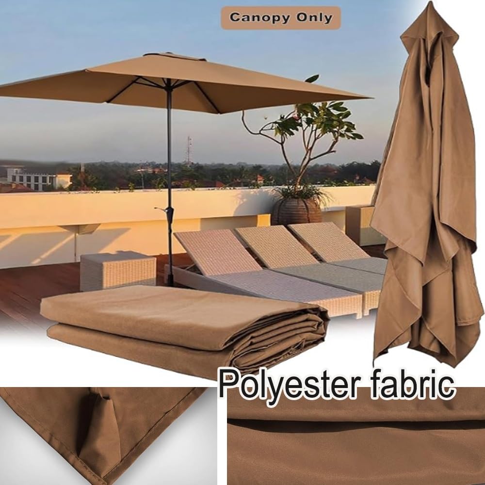 Housse de Rechange Parasol Déporté 2.5x2.5m 8 Baleines Toile de Remplacement Jardin Terrasse Khaki