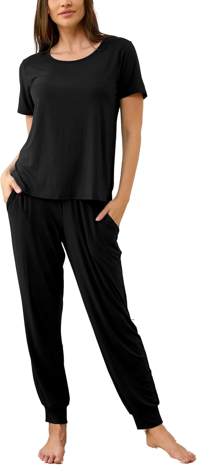 GYS Bamboo Viscose Women's Pajama Set Short Sleeve 2 Piece Soft Sleep Sets for Women