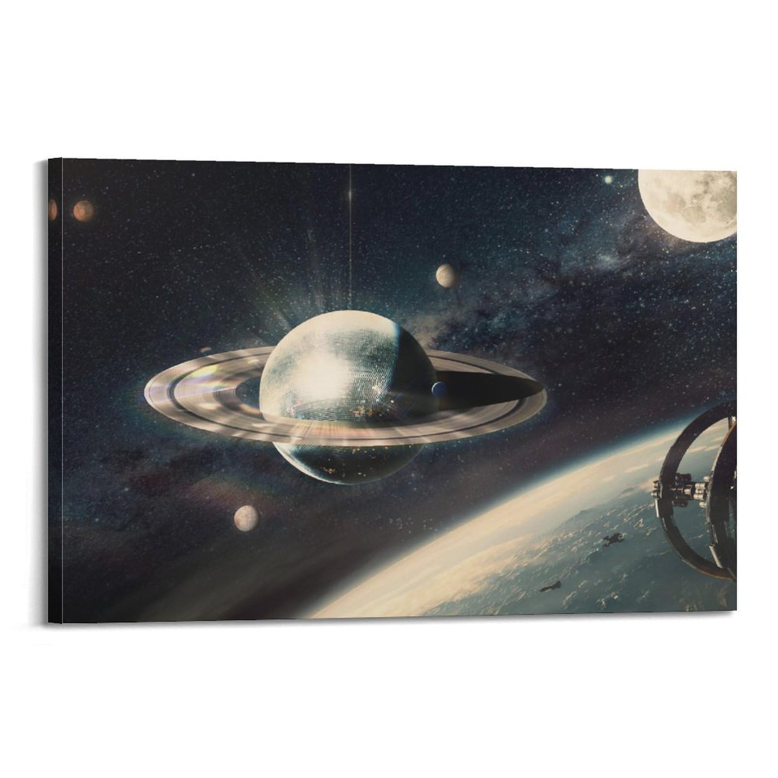 OKAHYS Saturn Solar System Space Planet Poster Decorative Painting Canvas Wall Artworks Picture 24x36inch(60x90cm)