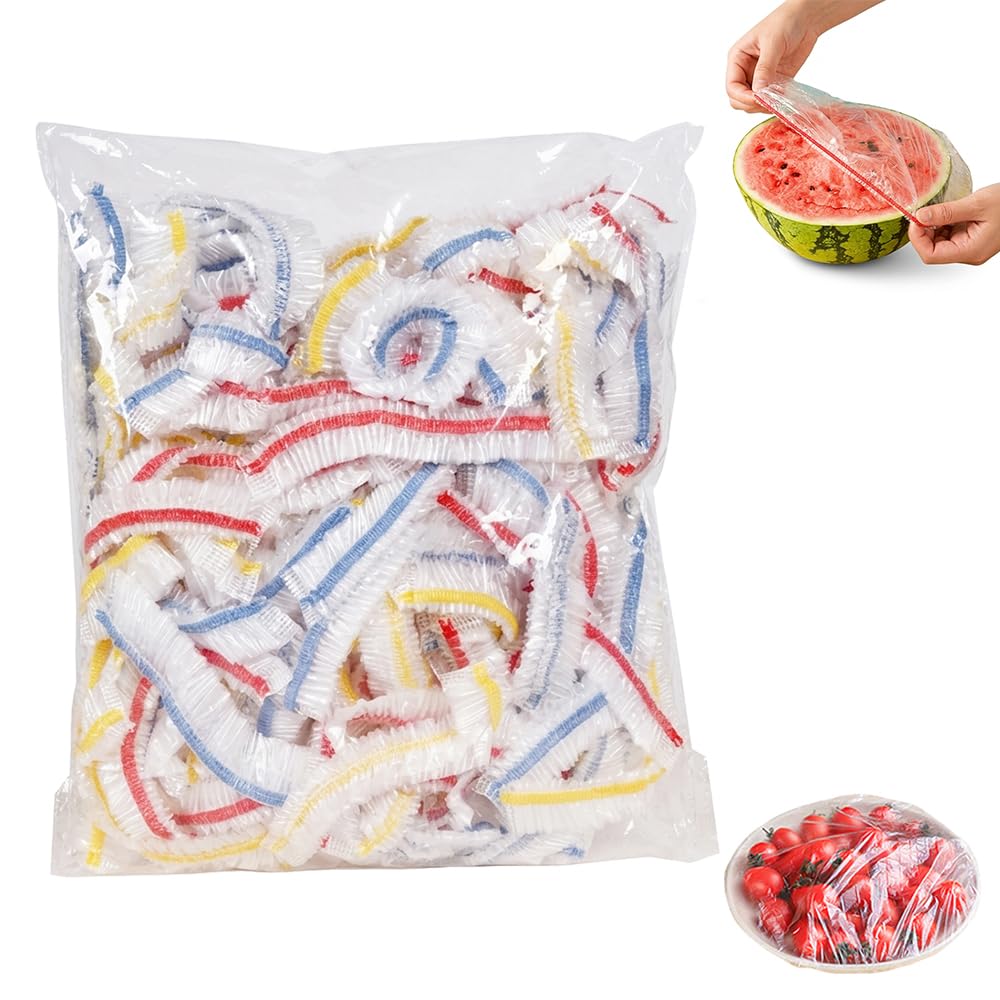 Disposable Stretch Food Covers for Bowls &amp; Plates, Elastic Food Covers, 100