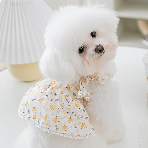 Miniatura 5 de Vestido para perro con manga abombada, amarillo limón, girasol, piña, a cuadros, ropa de verano para perros pequeños y niñas