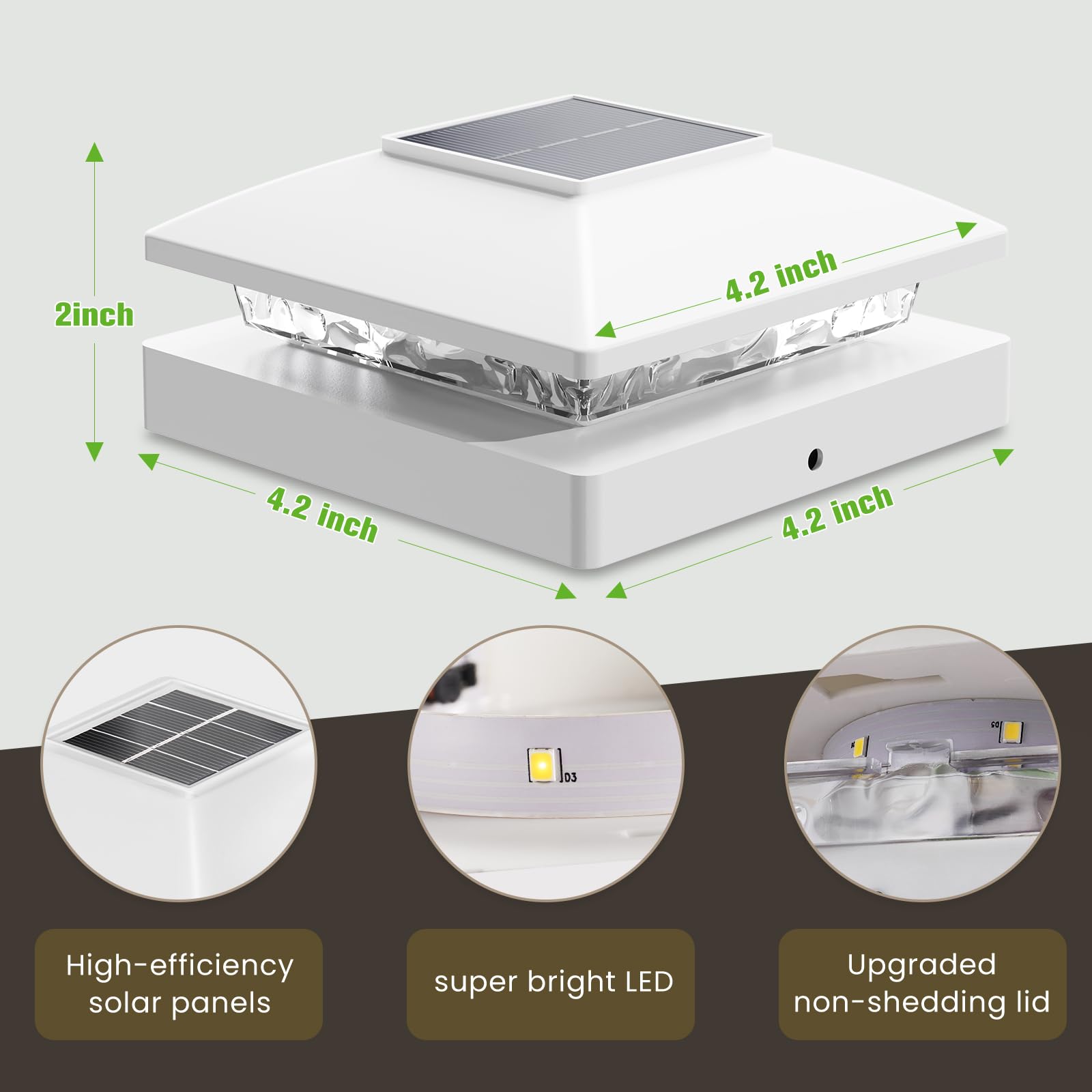 12-Pack Solar LED Deck Post Lights – White – 4x4 Wood & Vinyl Fence – Dusk-to-Dawn - View #4