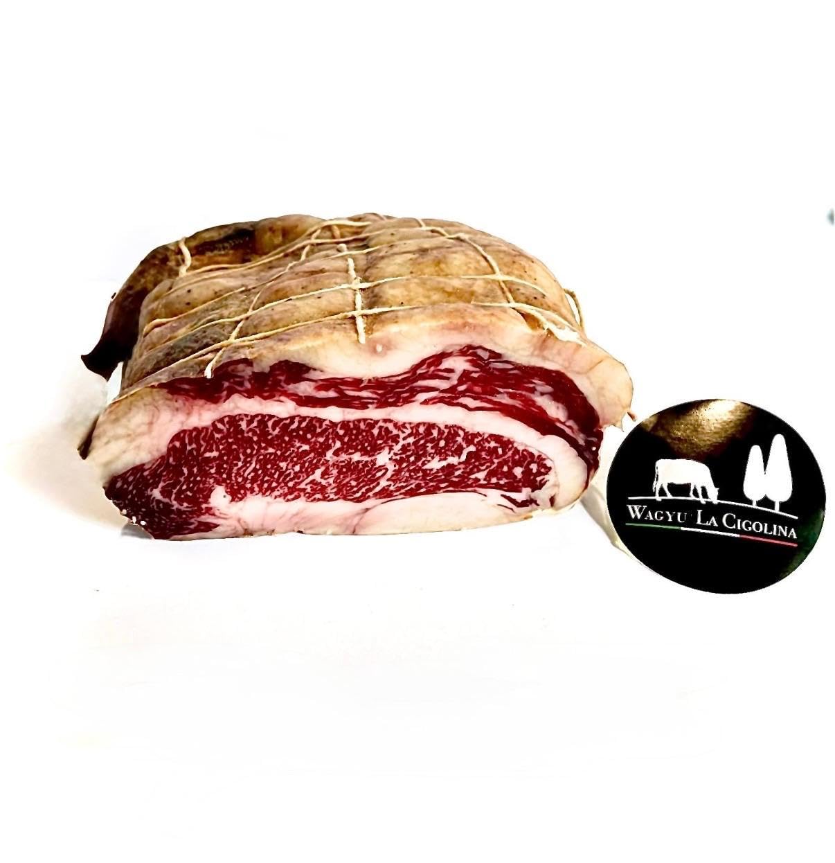 Pancetta di Wagyu La Cigolina 1 kg con marezzatura naturale e striature di grasso, carne bovina premium italiana