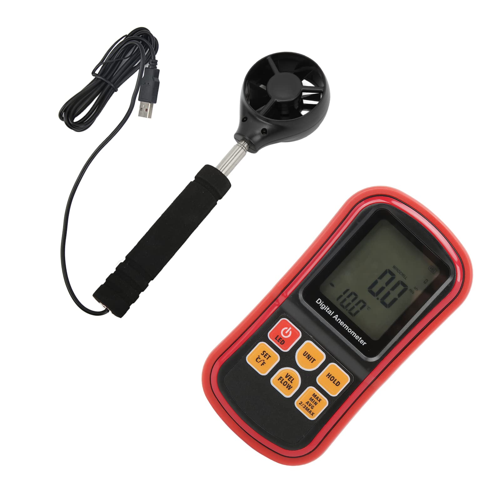 8909 Anemómetro Digital Portátil, Probador de Velocidad del Viento de Alta Precisión, para Caminar con Pesca de Navegación, Material ABS