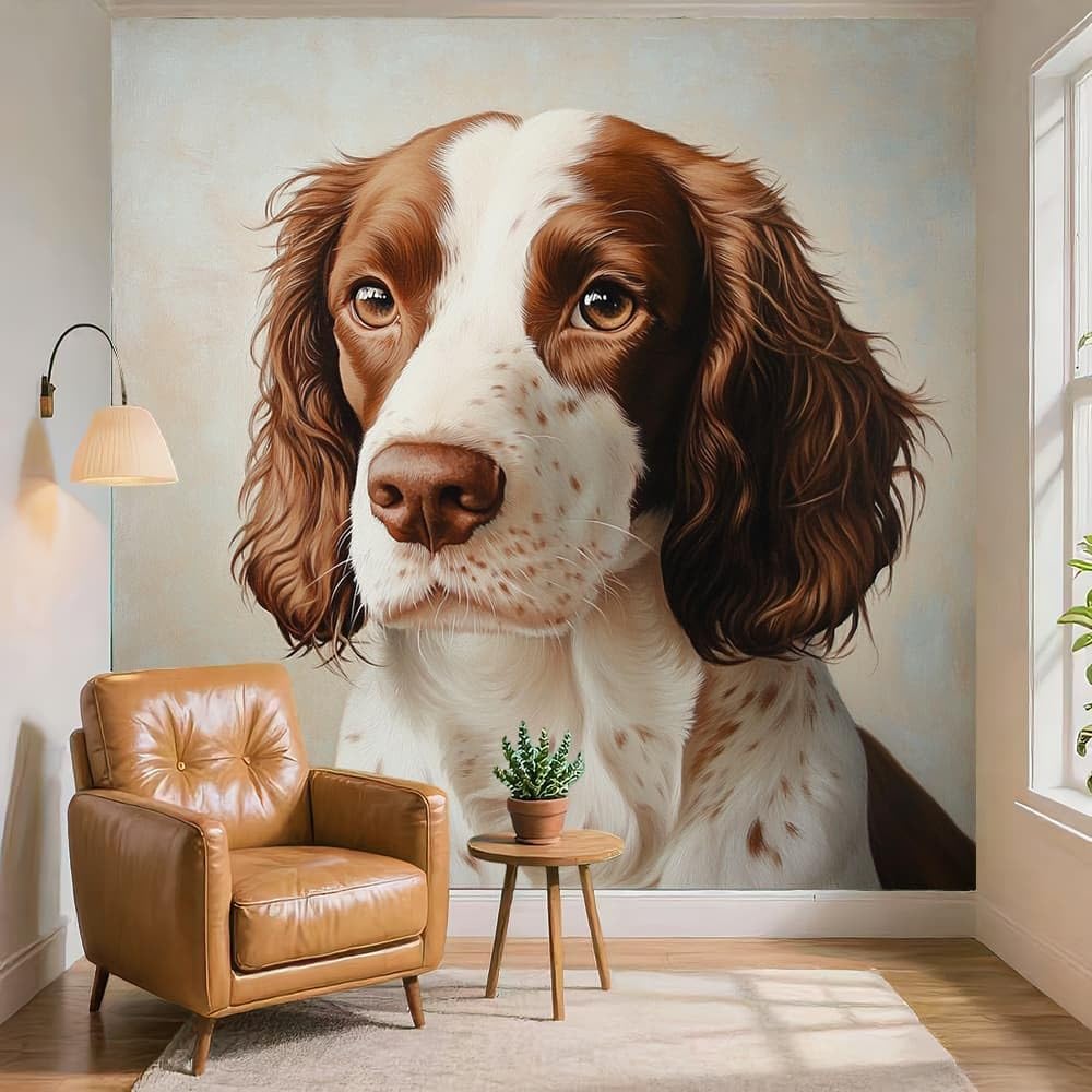 Kreatywna panoramiczna tapeta 350 x 256 cm Springer Spaniel usuwalne naklejki ścienne naklejki ścienne szare naklejki ścienne pokój dziecięcy tło ściany