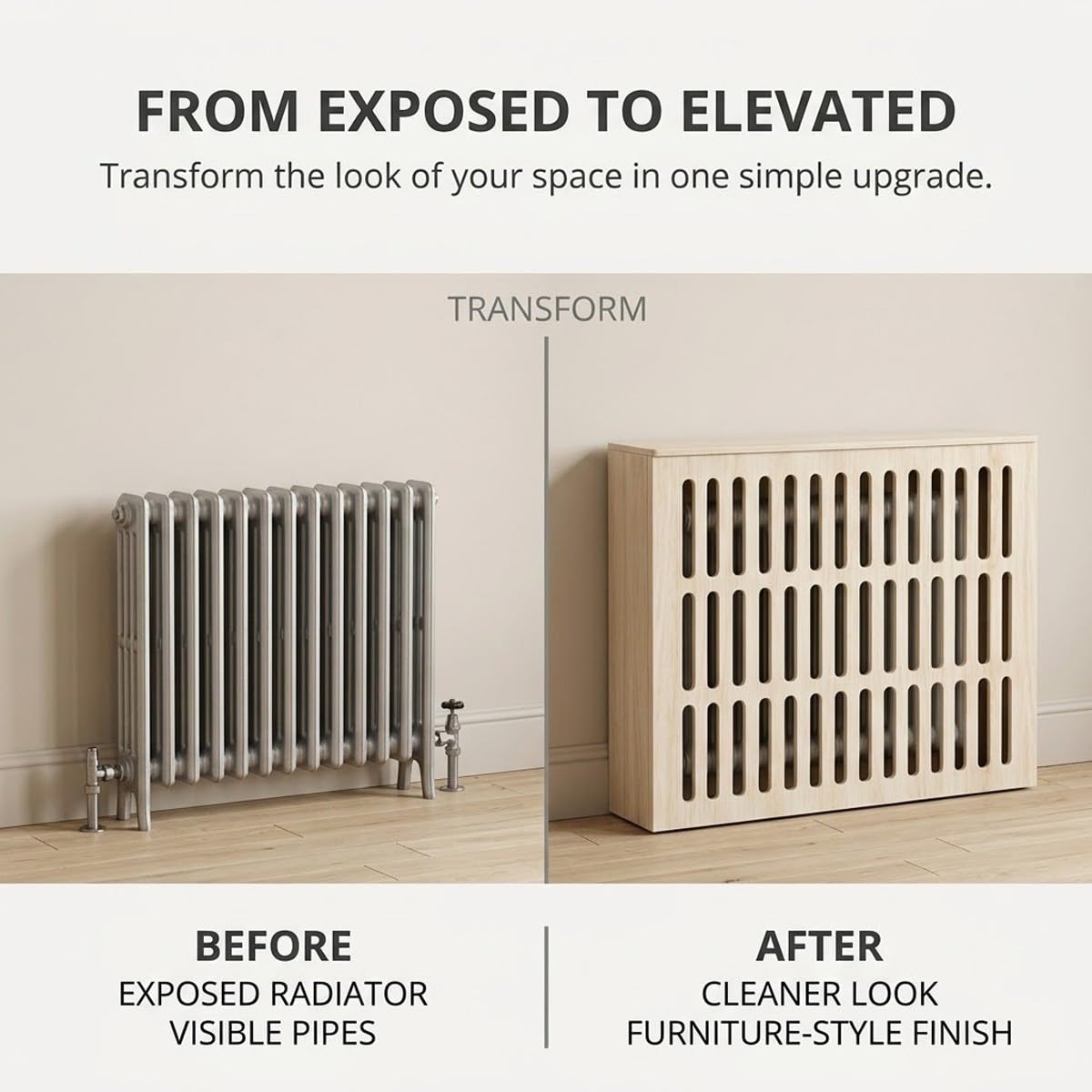 Copri Termosifone Moderno in Legno con Mensola per Casa
