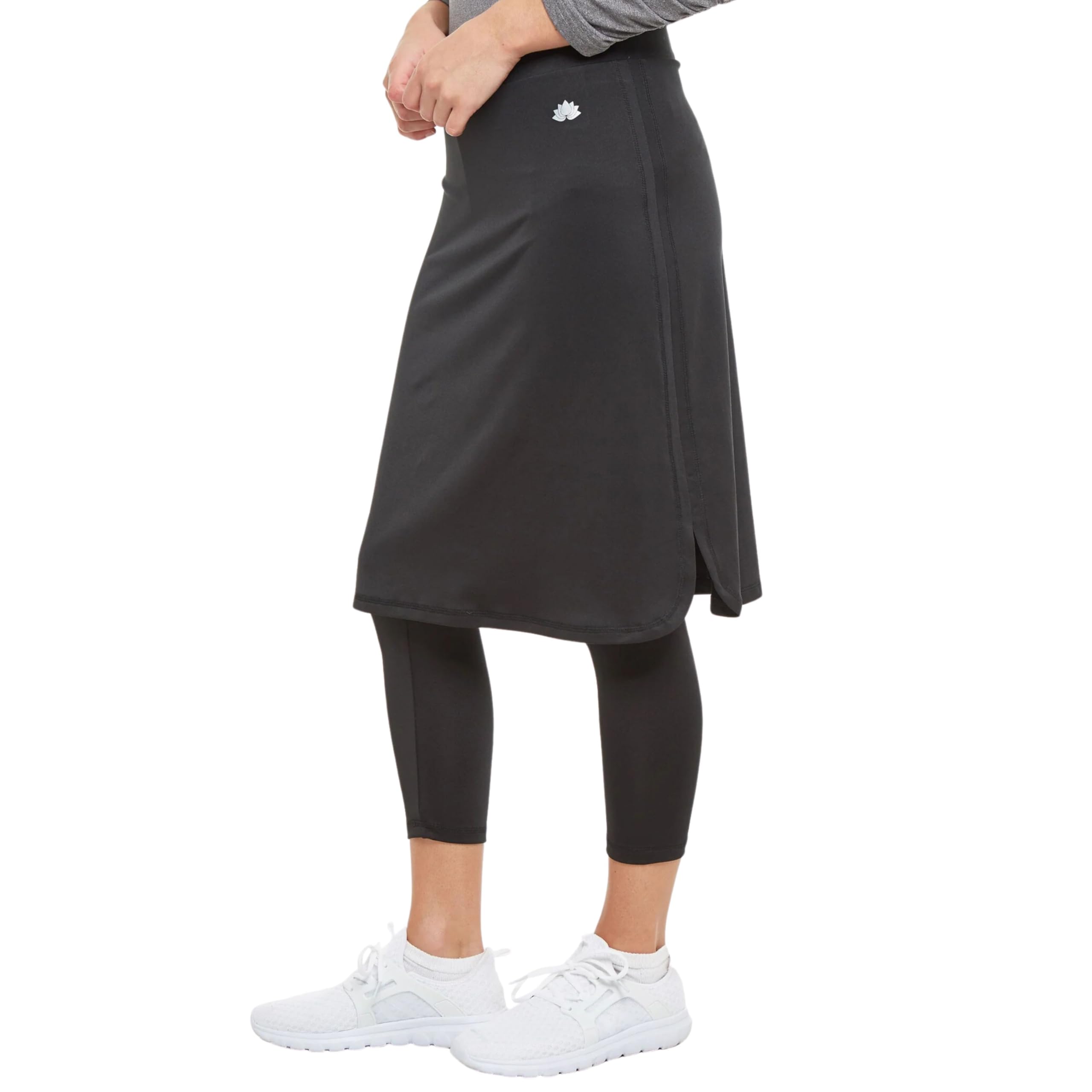 Snoga Athletics 22in Athletic Side Slit Pencil Skirt with Attached Capri Leggings, Tummy Control Waistband and Back Pocket