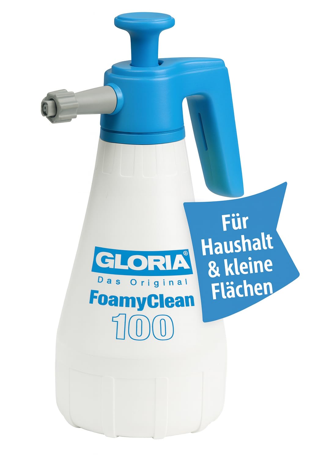 GLORIA FoamyClean 100 – Kompakter Schaumsprüher für effiziente Reinigung im Haushalt | 1 L Kapazität | Individuell anpassbarer Schaum | Ideal für Bad, Küche, Fenster & mehr