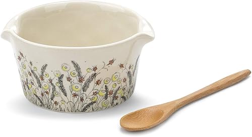 DEMDACO Enjoy Every Moment - Cuenco de cerámica con cuchara (5 x 3 pulgadas)